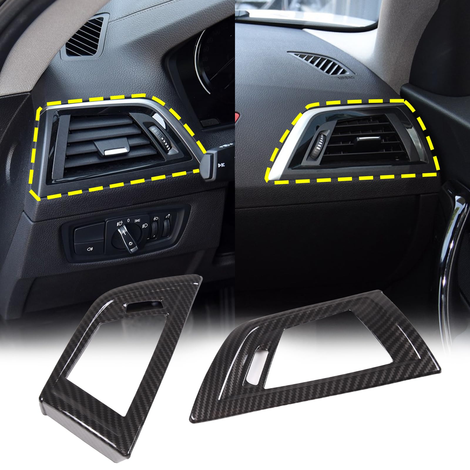 Hudiriy Car Side Air Vent Outlet Cover Trim Frame Compatible with BMW 1 2 Series F20 F21 F22 F23 2017-2019, Central Side Dashboard Air Vent Outlet Cover Protective Accessories (Carbon Fiber Pattern)