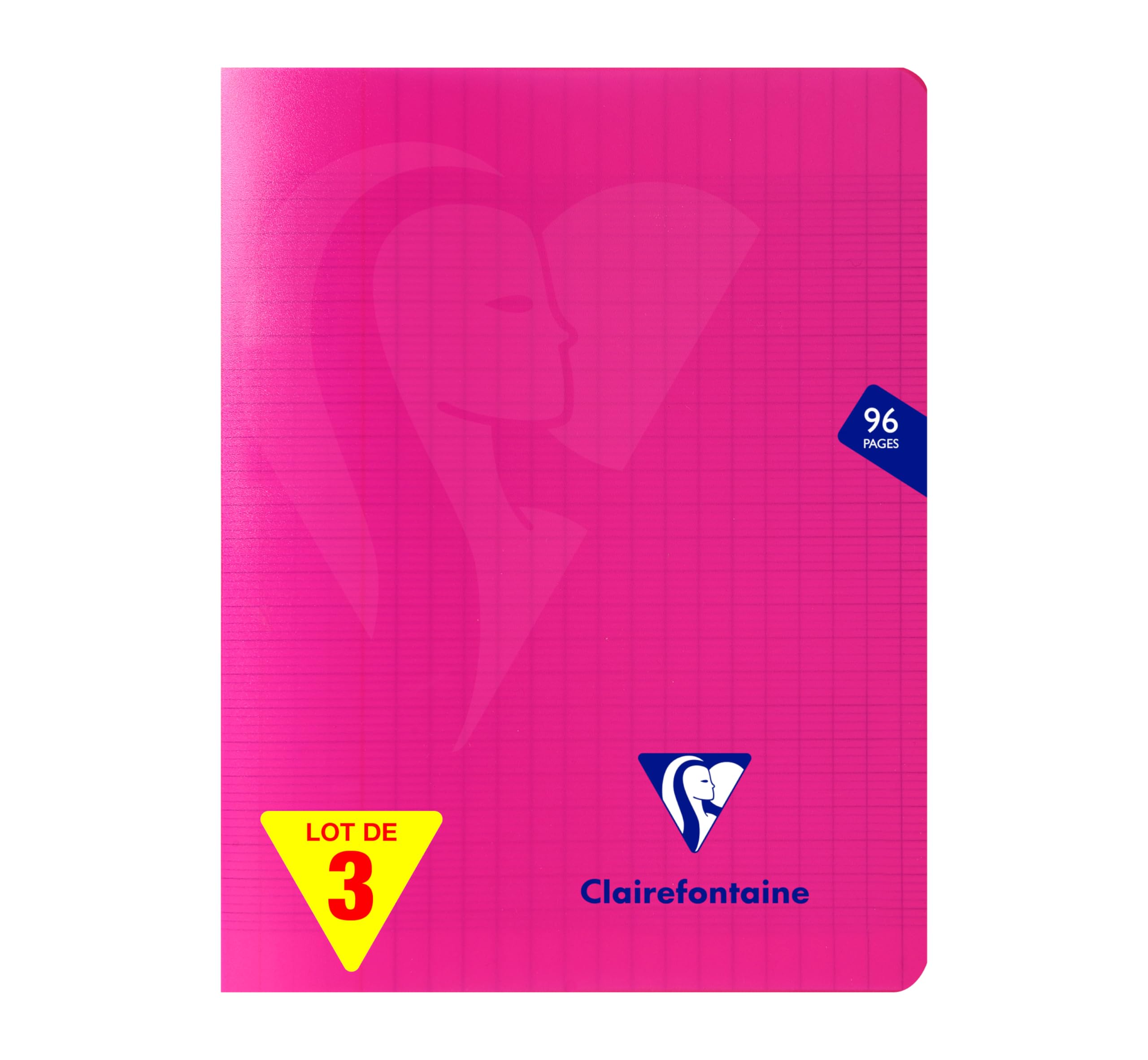Clairefontaine 313740AMZC Lot de 3 Cahiers Agrafés Mimesys 17x22 cm 96 Pages Grands Carreaux 90 g Couverture Polypro Rose