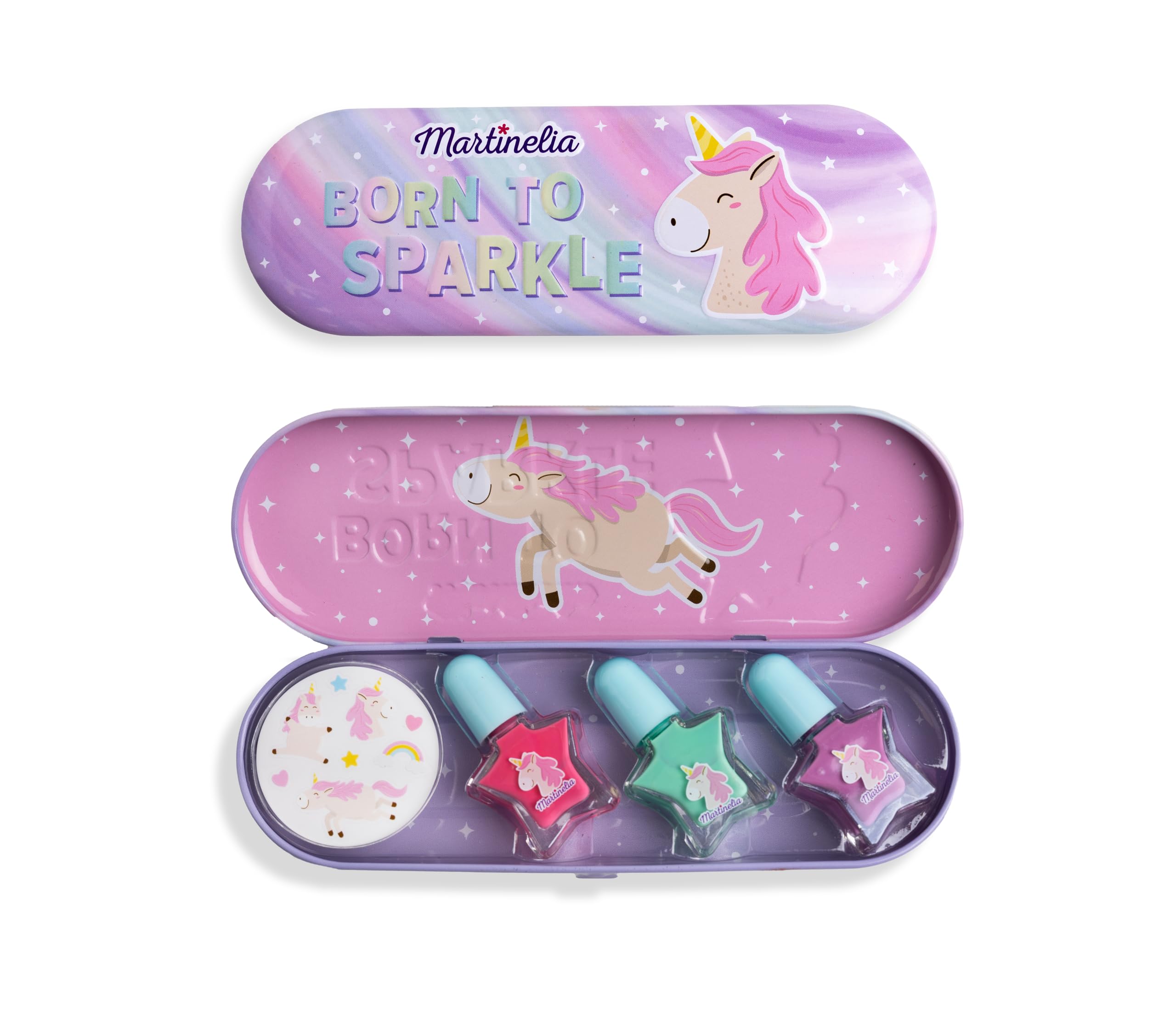 MARTINELIA Einhorn-Make-up-Trio Für Kinder – Nagellack, Lipgloss, Lippenbalsam, Ungiftig, Perfekt Als Geschenk