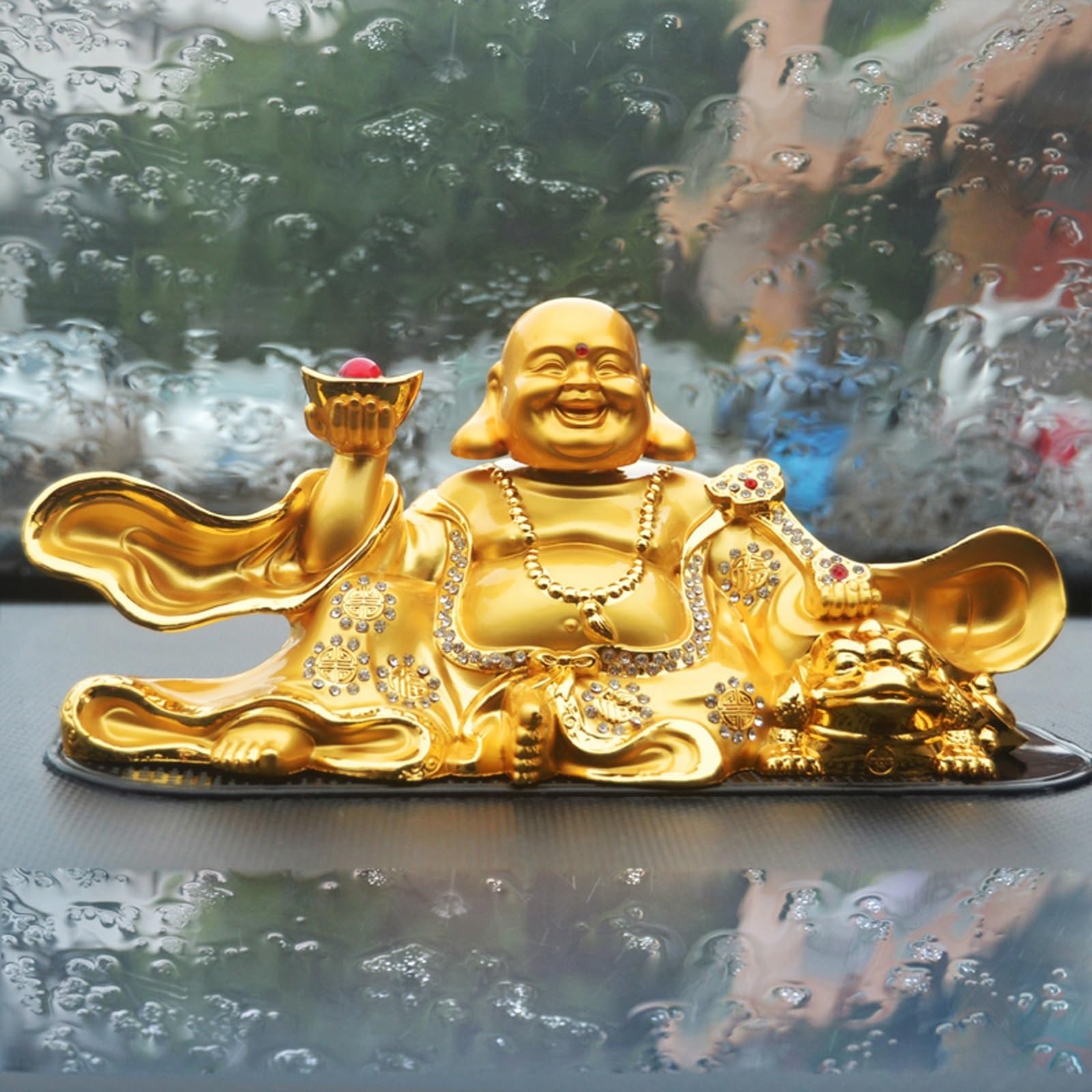 Posąg Buddy do wnętrz Duży Budda Lucky Uśmiechnięty Posąg Buddy i Rzeźba Wystrój Domu Prezent Dekoracja Samochodu Rzeźba Medytująca Statua Buddy Rzeźba
