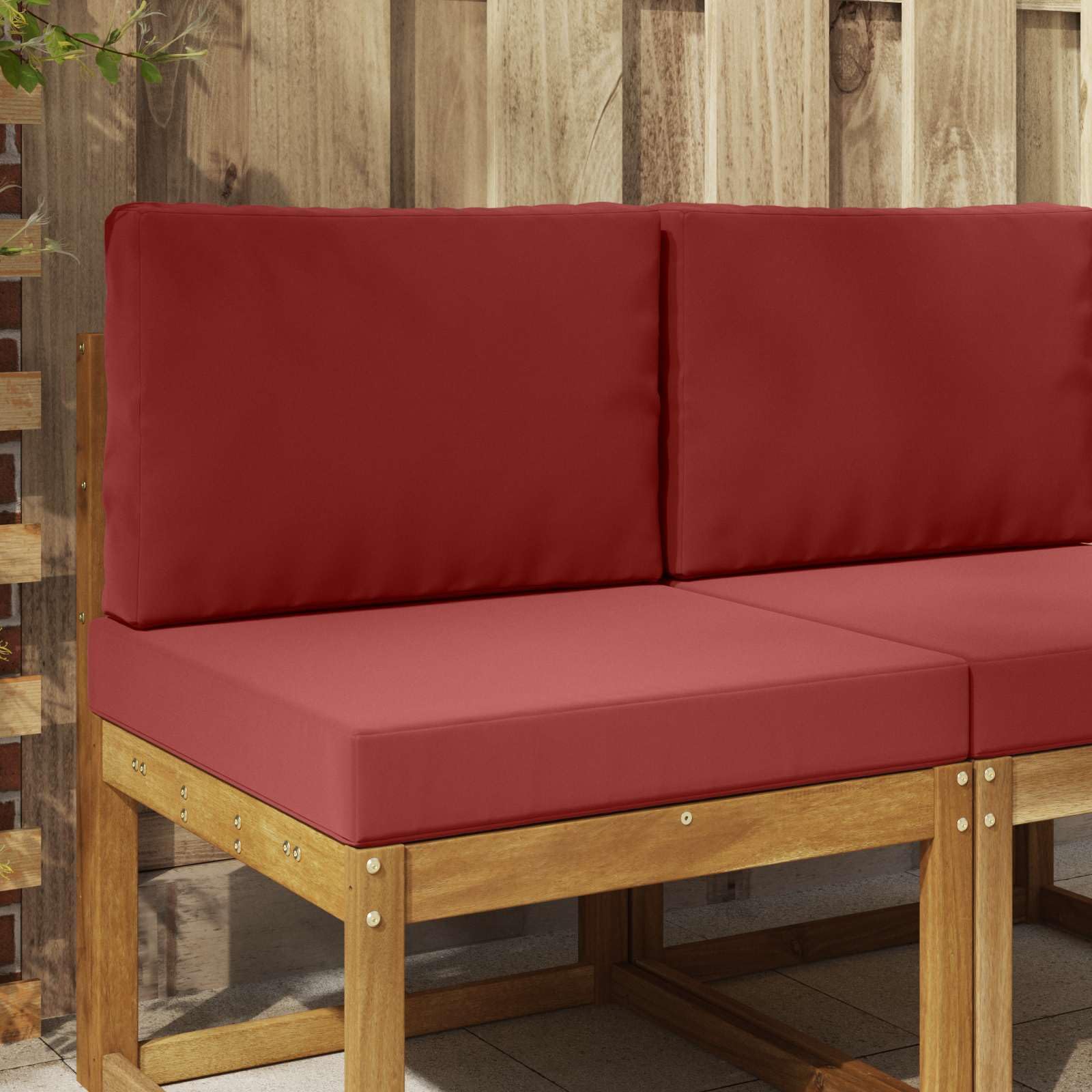 Coussin de canapé d'extérieur bordeaux 60x60cm pour salon de jardin | Lot de 2