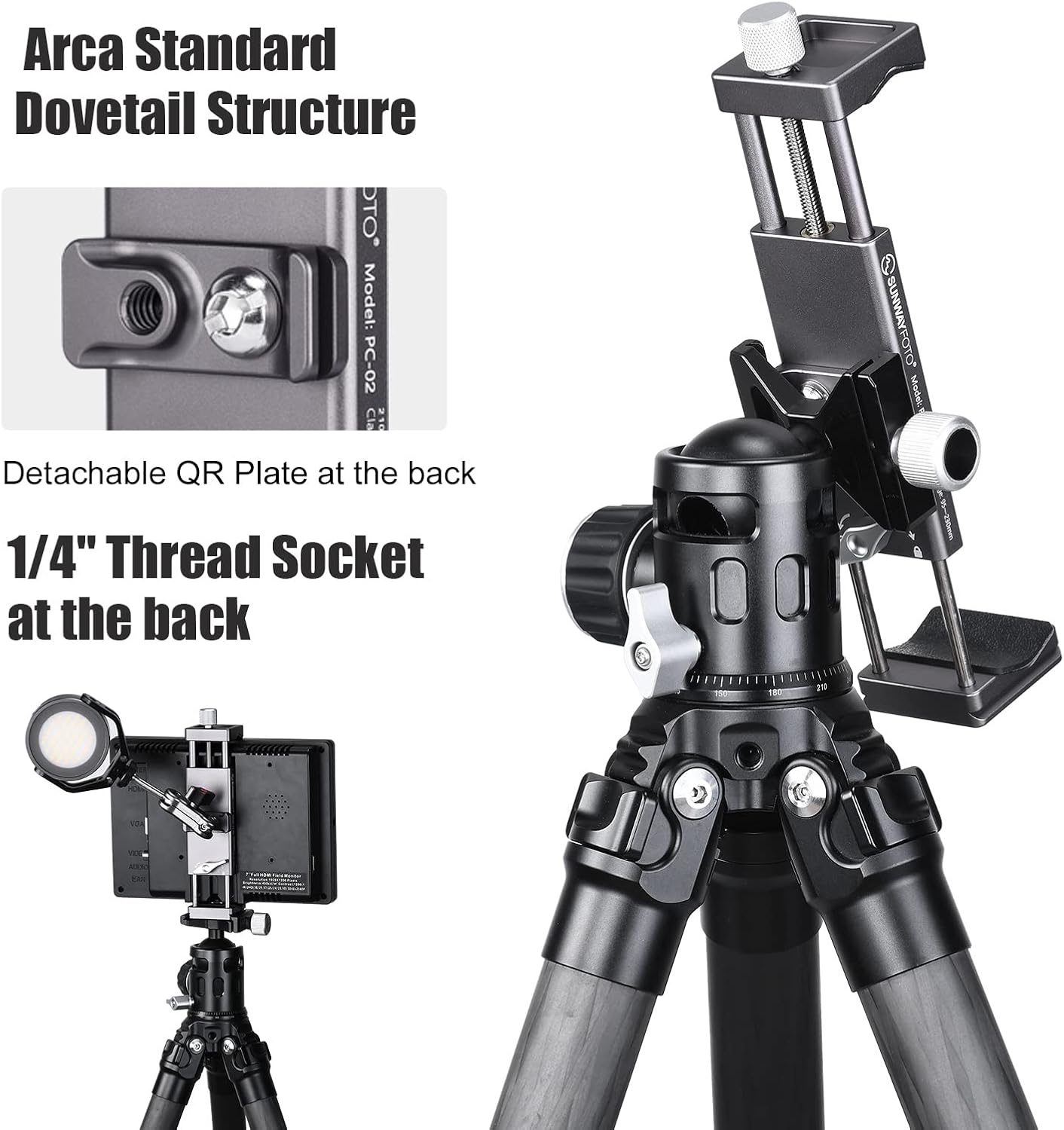 SUNWAY PC-02 Tablet Laptop Mount Smart Phone Bracket Tripod Bracket Accessories for pad Pro Holder Arca Swiss Stand Universal