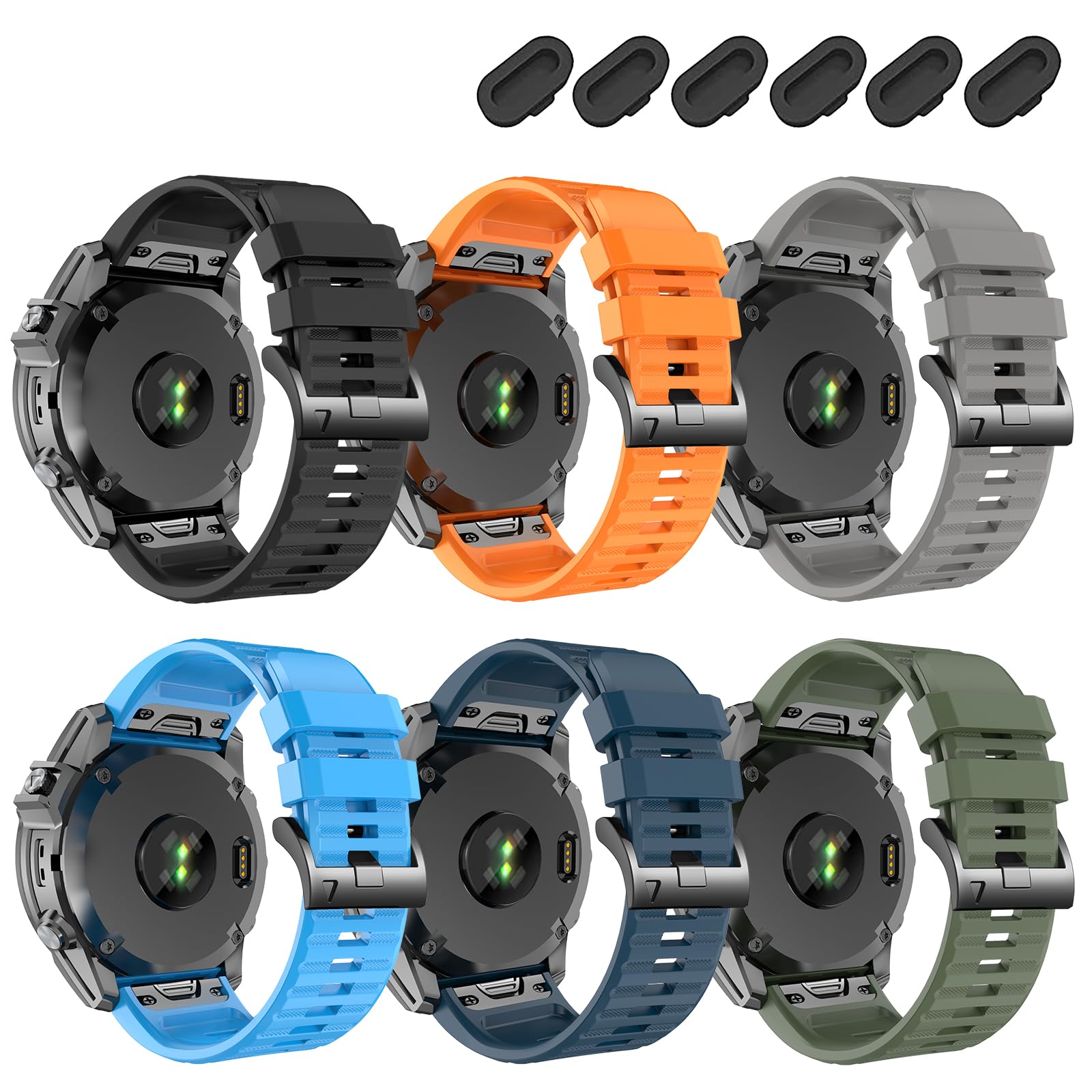 Silikonowa bransoletka Quickfit kompatybilna z Garmin Fenix 8 51 mm / Fenix 7X X / 7X pro /6X/6X pro /5X Plus / 3/3 HR, 26 mm, sportowa bransoletka zamienna do Descent Mk2i/Mk3i/Tactix 8