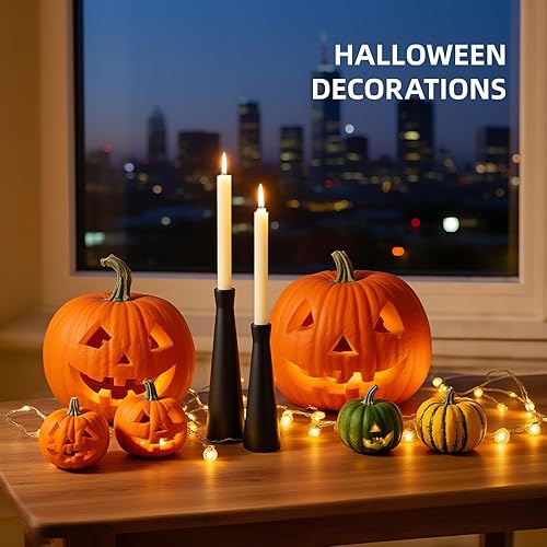 Miniatura 5 de CH7080B - Juego de 2 portavelas de cerámica negro cónico S & L, mate, elegante, decorativo, para decoración del hogar, comedor, boda, fiesta,