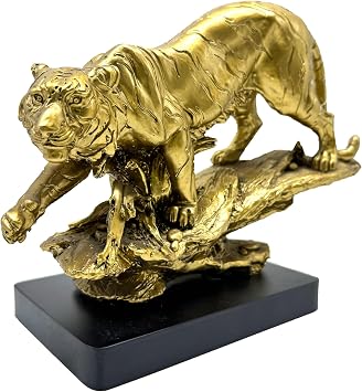 DESHINTKE Golden Tiger Resin Ornament Statue, Sculpture Modern Home Office Decor