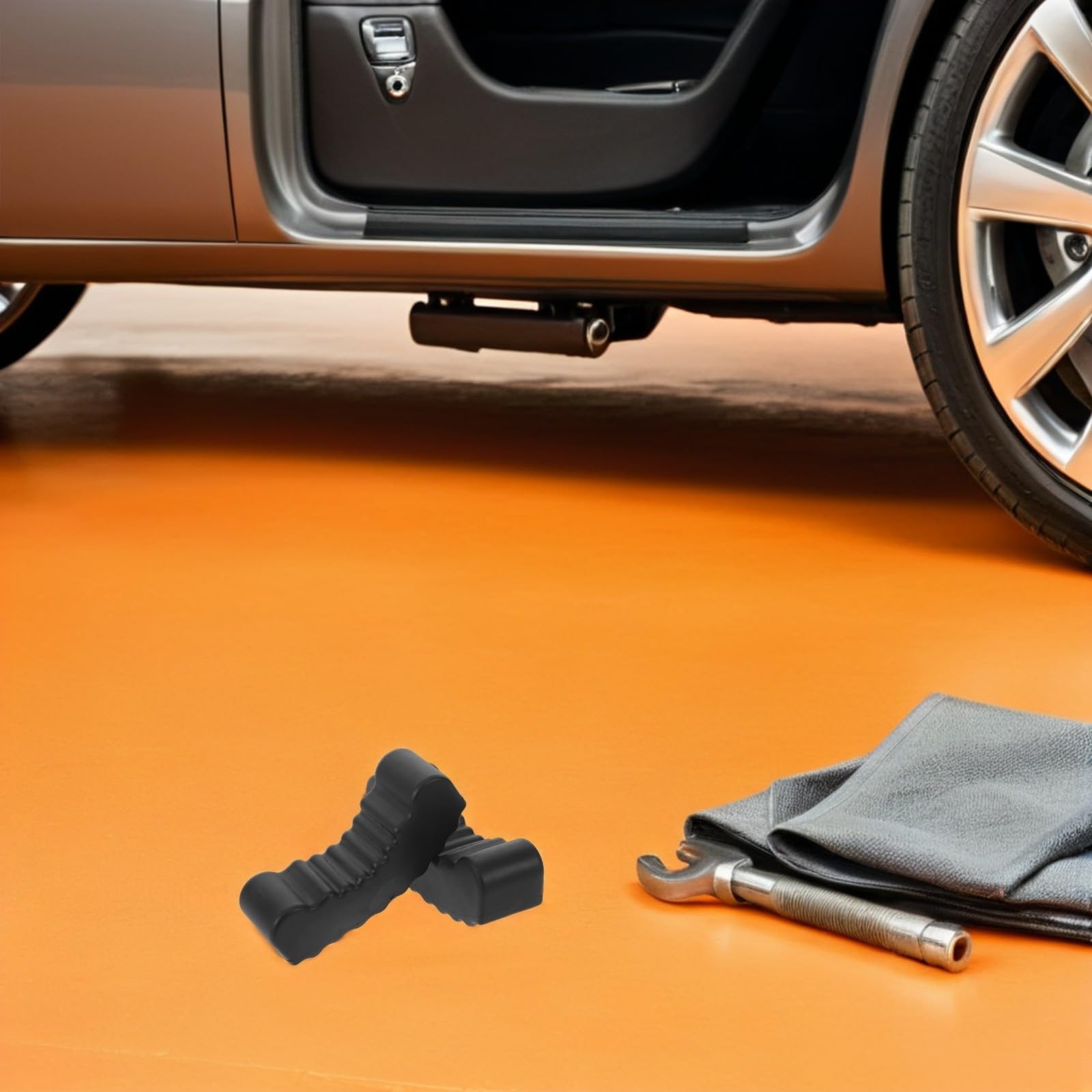 Patin Caoutchouc Chandelles Voiture 2 Pièces Structure Fendue pour Protection et Absorption de Chocs Lors de Réparations Automobiles