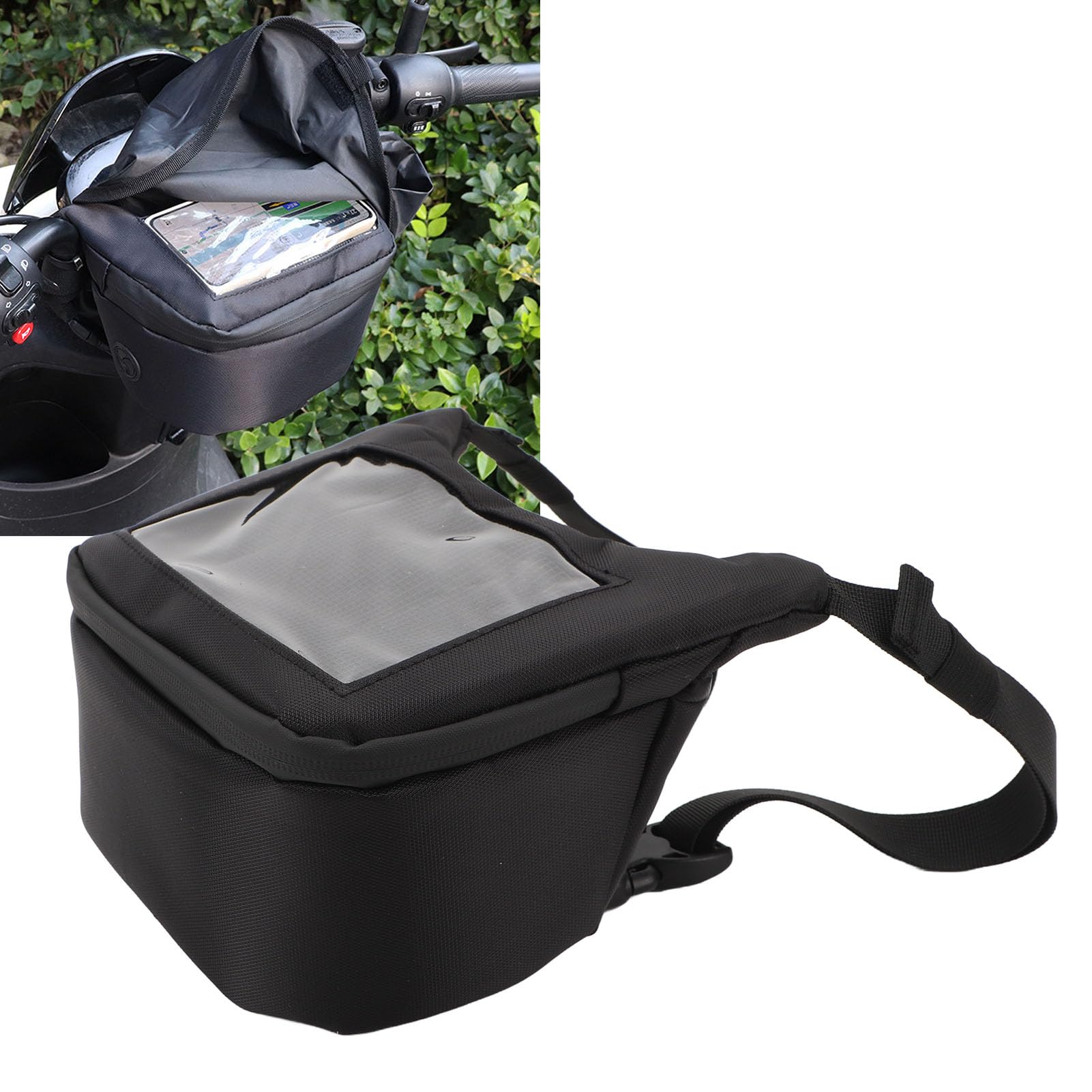 Borsa Moto, Borsa Manubrio Moto Funzionamento Touch Screen Impermeabile Nero Sostituzione Universale per Vespa GTS LX LXV Sprint