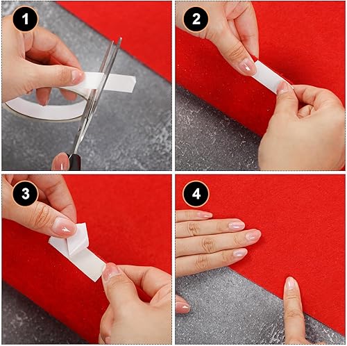 Miniatura 4 de Preboun Alfombra roja de 2.6 x 30 pies para fiesta, alfombra de pasillo de 120 GSM con cinta de fieltro para Halloween, Navidad, Acción de Gracias,