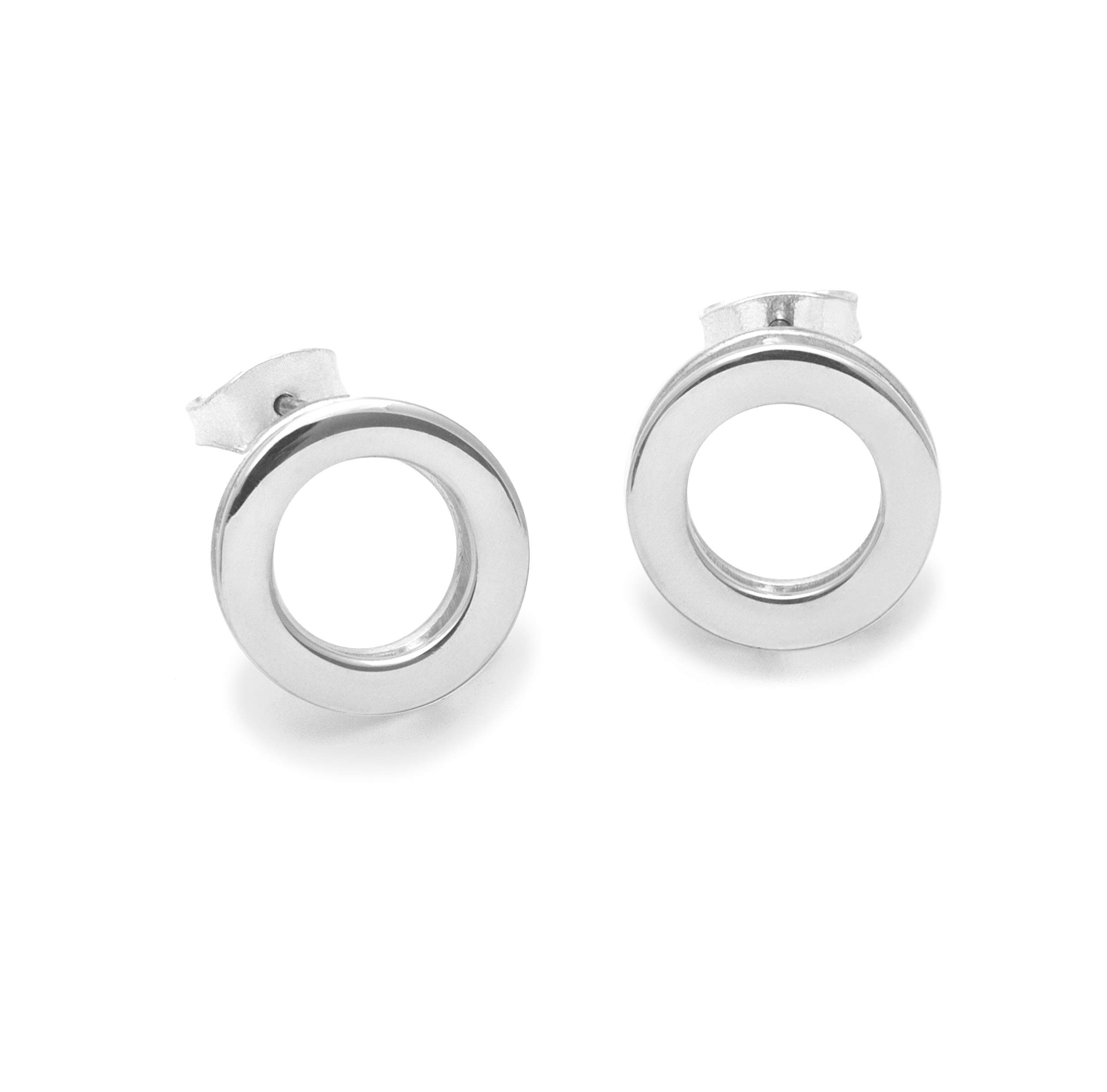 Claudia Lira JoyasOpen Circle Link Stud Post Earrings, Sterling Silver 925 Shiny Polished Finish, Handmade Earrings. Great for Sets