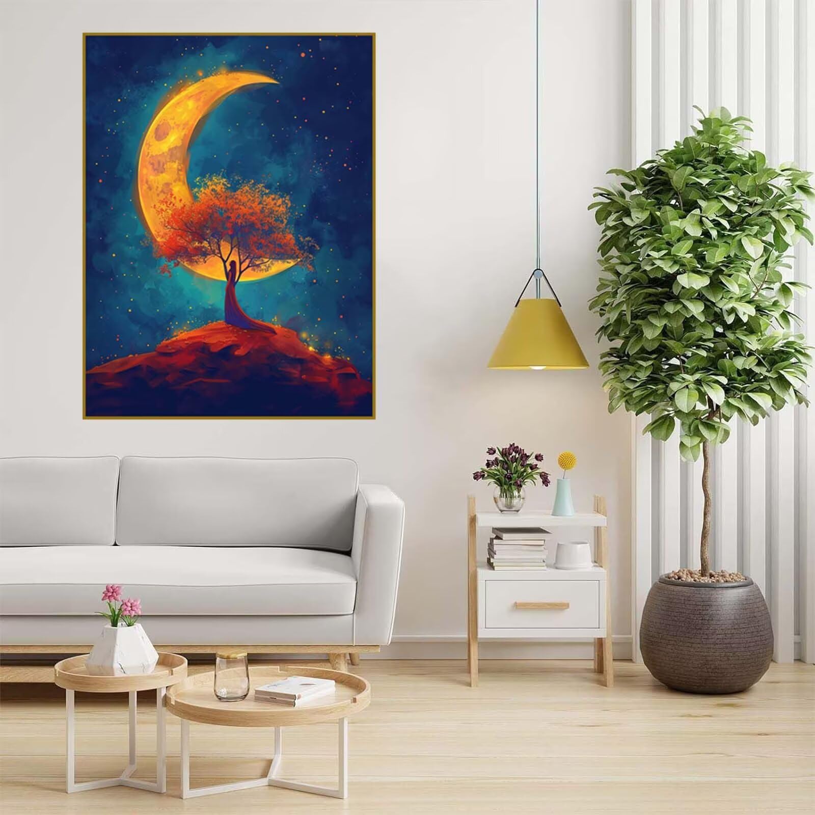 Diamond Painting Mond Malen Nach Zahlen Erwachsene, 5D Diamant Painting Bilder Frau Diamond-painting Mosaikherstellung Bastelset Kinder ab 6 Jahre, Deko Wohnzimmer, Mädchen Geschenke 70x100cm 6X-915