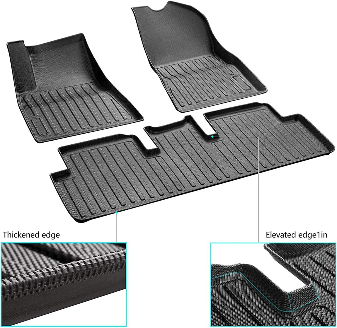 One-Day Sale: Up to 50% Off TOPlight Automotive Floor Mats for Tesla Model 3,All Weather Waterproof Heavy Duty 3D Floor mats Tesla Model 3 2017-2022 Set of 3