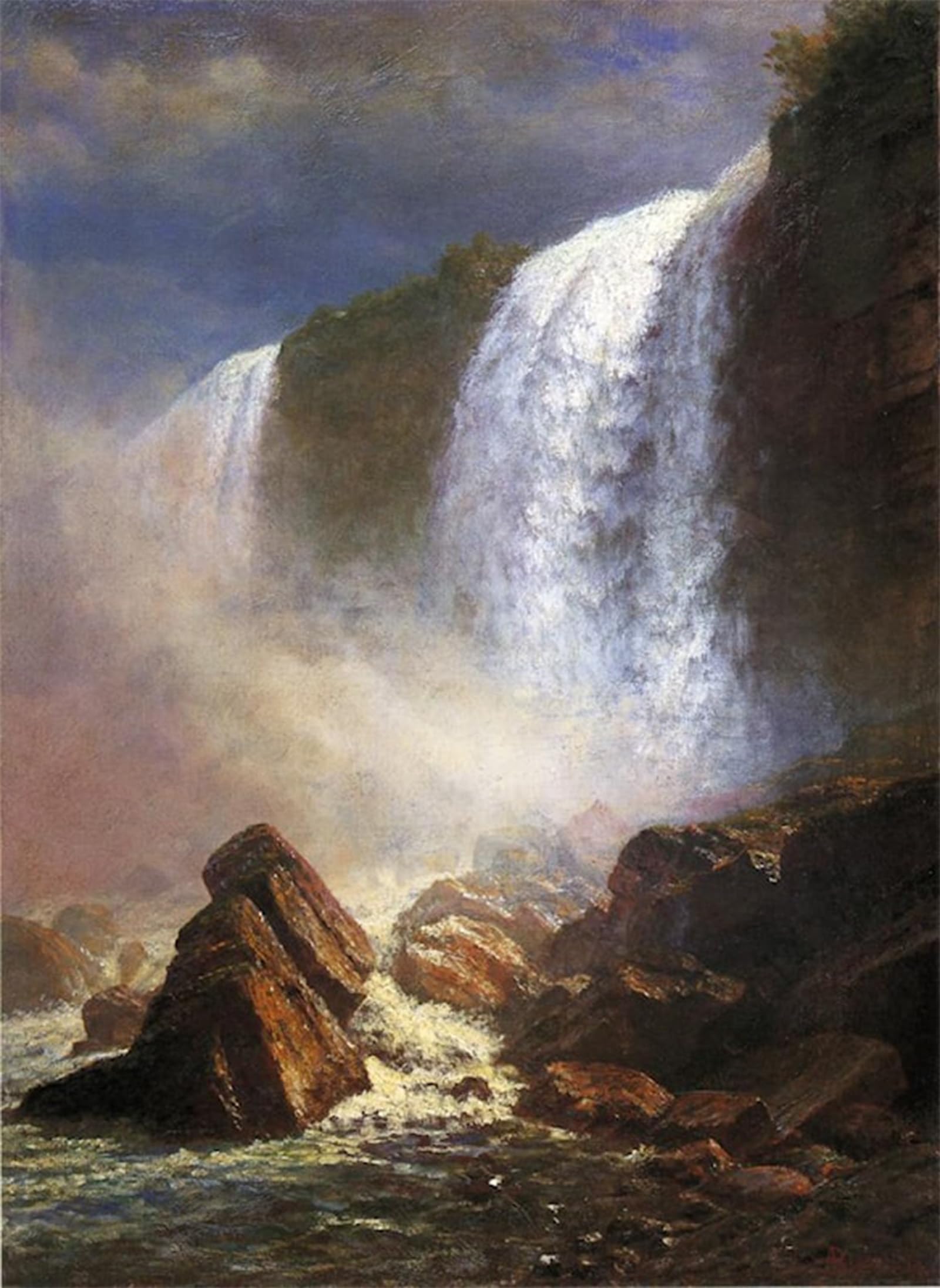 Artxlxxbn No Frame Famous Painting Art Wall Decor Abstract Art Picture Falls Of Niagara From Below By Albert Bierstadt Animal Pictures For Home Decor 60X90cm