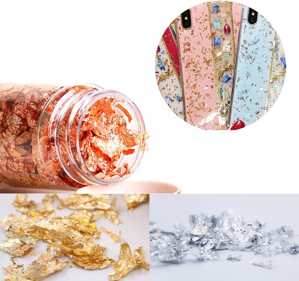 3 Bottles Gold Flakes, 5g/Bottle Gold Gilding Leaf Flake Foil Flakes