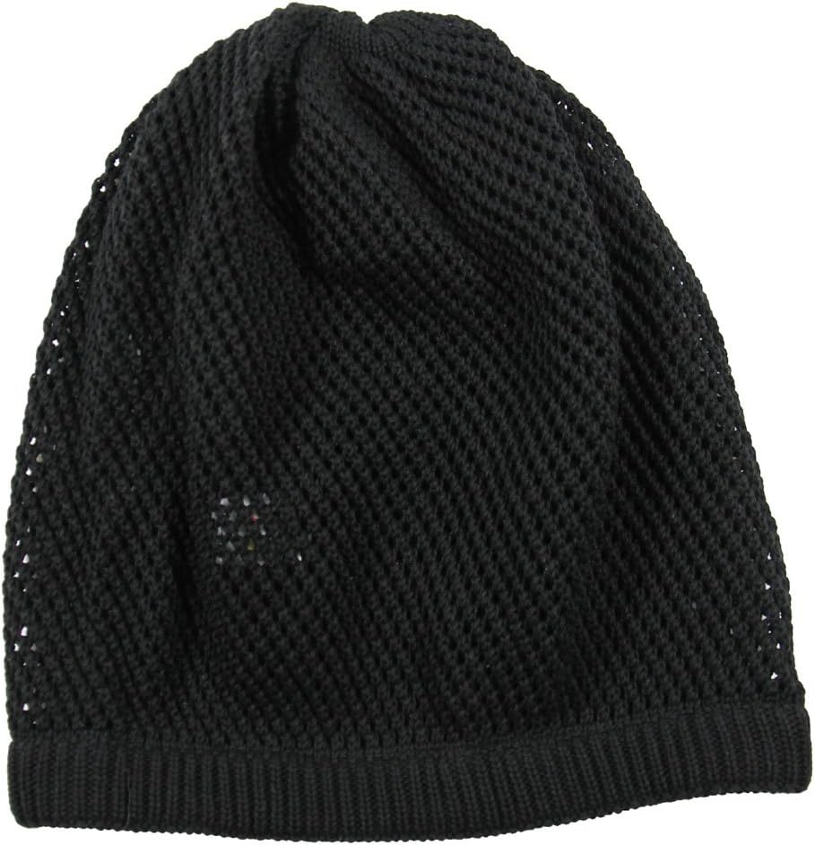 RW 100% Cotton Mesh Rasta Slouchy Beanie (Black)