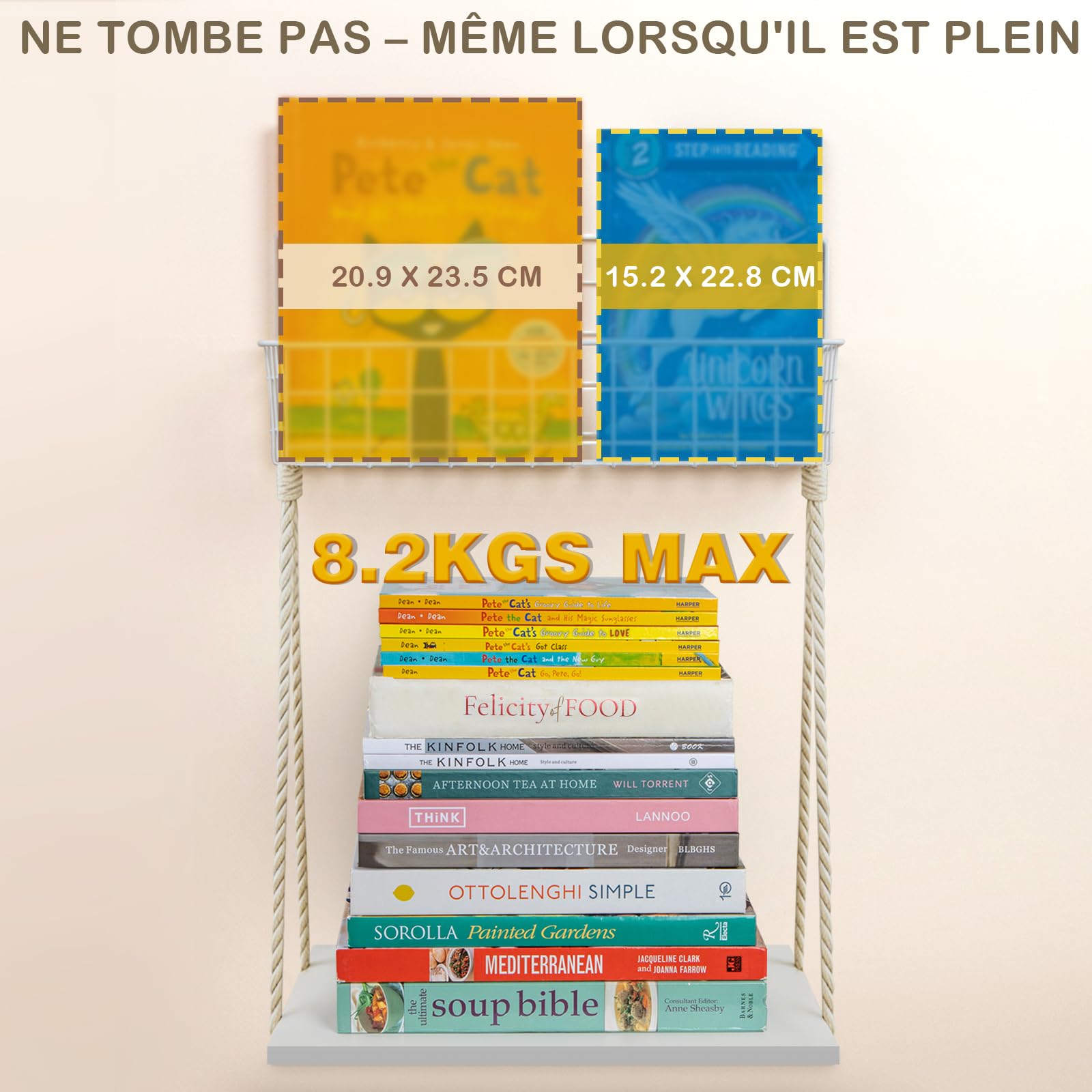 PUERSI Lot de 6 Étagères Muraux Enfant en Métal, Bibliothèque Murale, Étagère à Livres Mural pour Chambre d’Enfants, Rangement pour Livres, Filles et Garçons, Bébé - Blanche