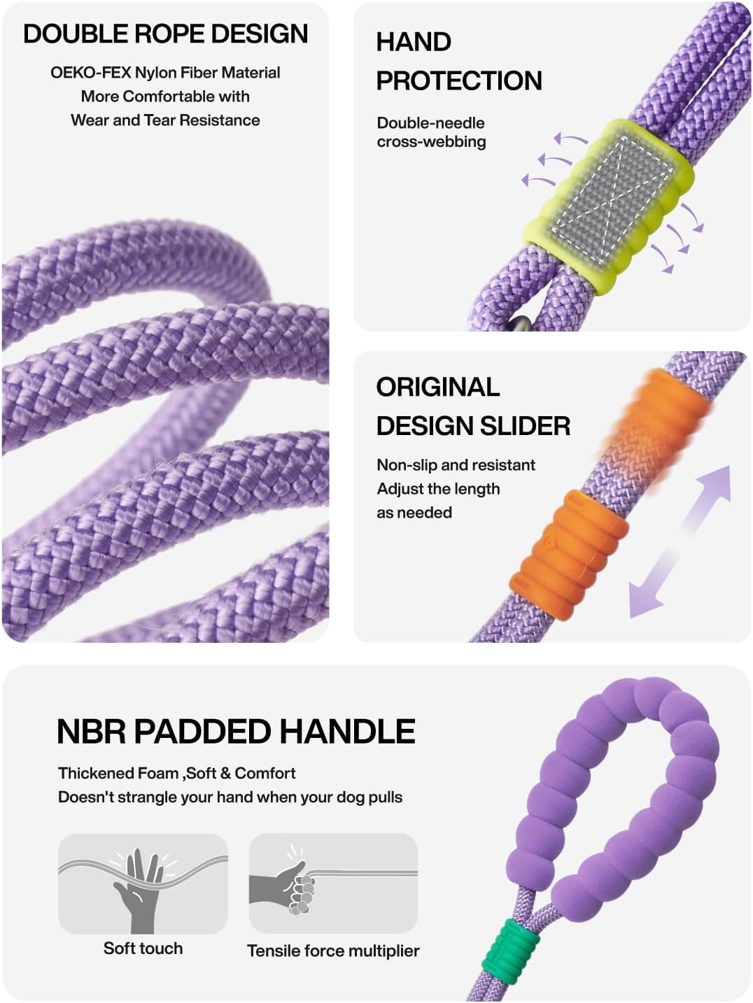 5-in-1 Multifunctional Waist Leash with Padded Handle & Zinc Alloy Clip, Adjustable Hands Free Dog Leash for Running & Walking