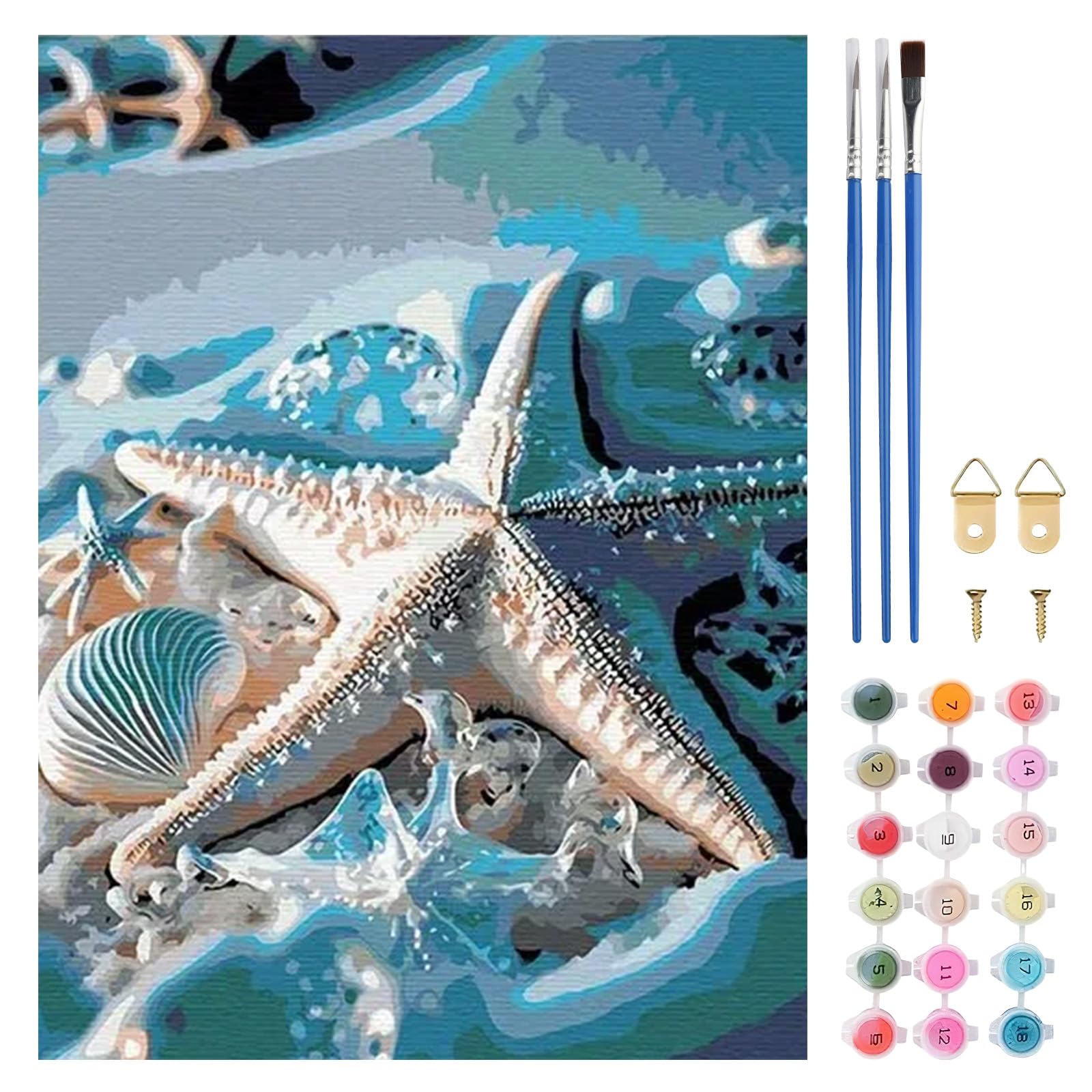 TLIOBLO Starfish Paint by Numbers Kit for Adults, DIY Beach Adult's Painting by Numbers Kits on Canvas for Home Wall Decor Gift 30x40cm (Without Frame) โ image 1