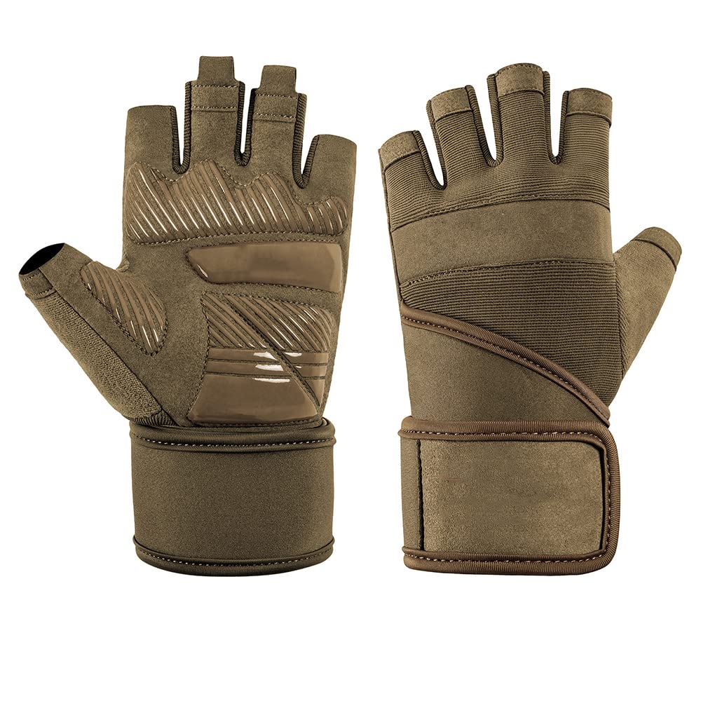 Guantes de Gimnasio para Culturismo, Levantamiento de Pesas, Entrenamiento con Mancuernas, Guantes de Fitness Antideslizantes para Ejercicio (Verde M), 1 par