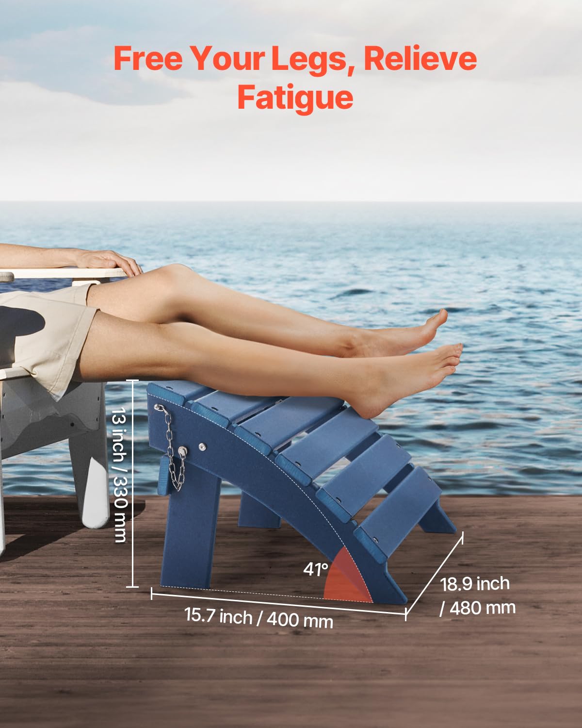 VEVOR Adirondack Otomana, składana otomana z tworzywa sztucznego HDPE, odporny na warunki atmosferyczne, podnóżek do krzesła Adirondack, szeroko stosowany na zewnątrz, na werandę, basen, trawnik,