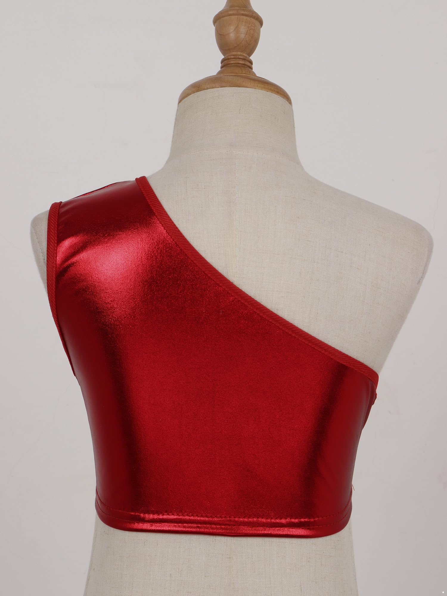 IEFIEL Crop Top Danza de un Hombro para Niña Top Lentejuelas de Baile Moderno Jazz Top de Gimnasia Rítmica Animadora Ropa de Deportiva Fitness 3-16 Años