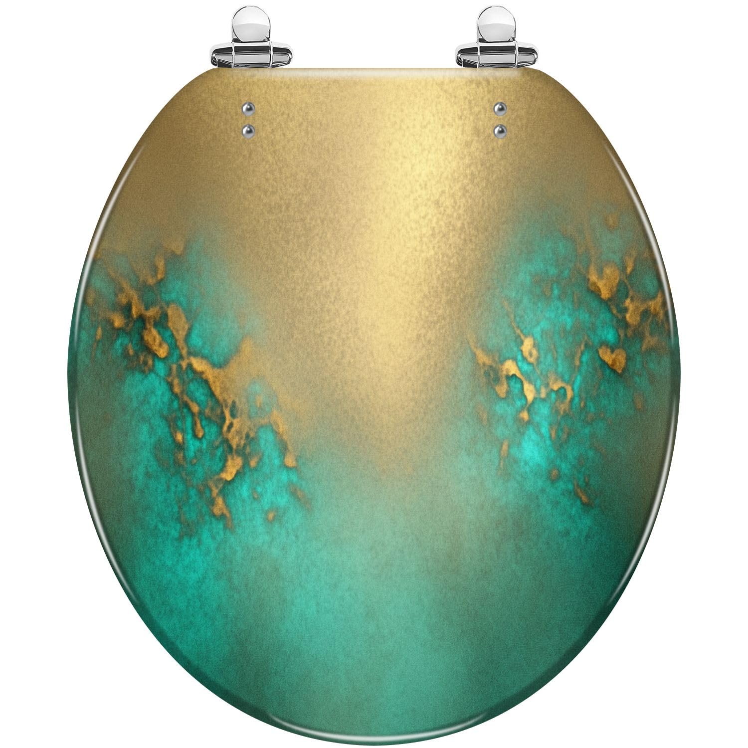 Tazyyzuu Multi9 Purple Holographic Glitter Round Toilet Seat Slow Close Quick-Release Hinges(,16.5X14.5)