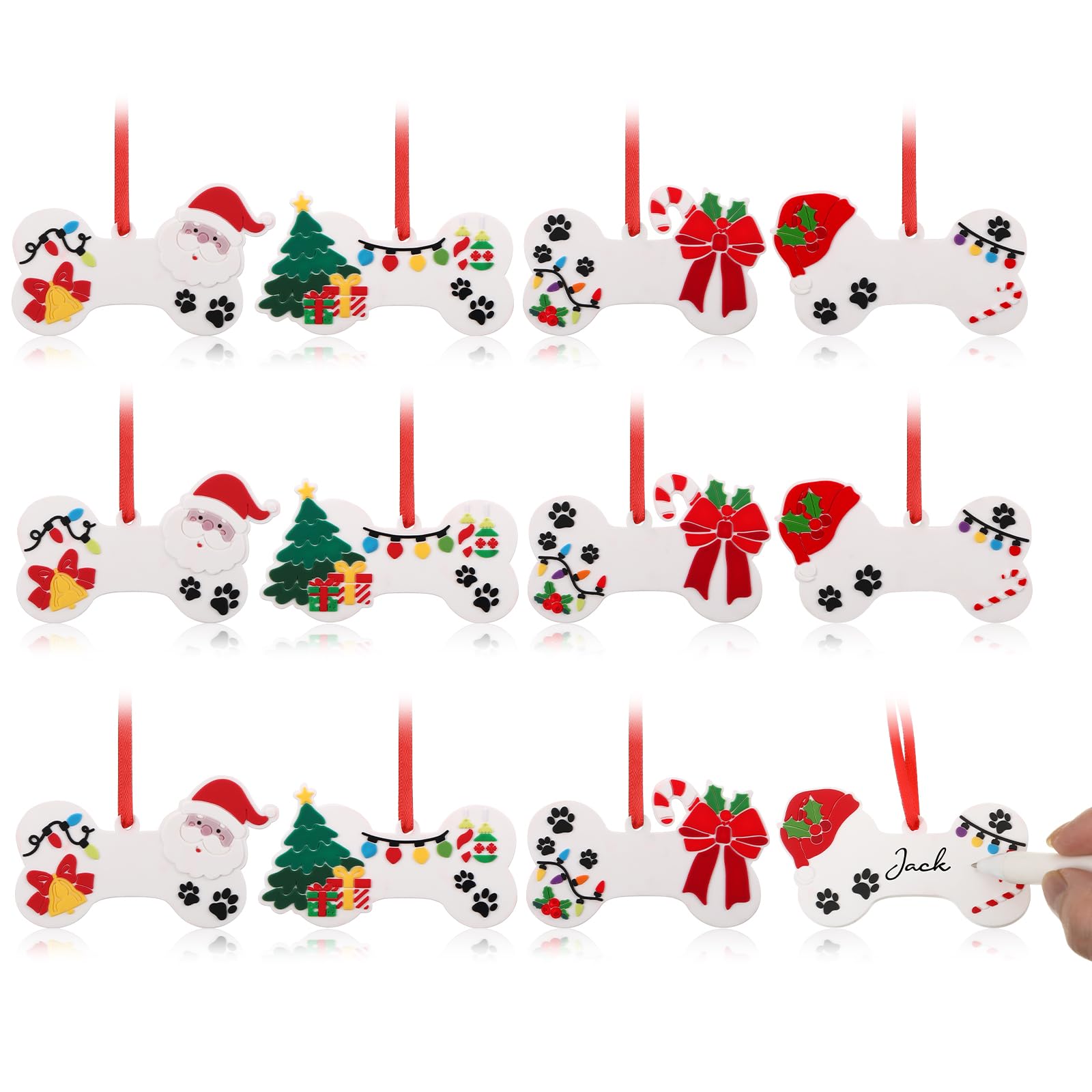 Décoration de Noël personnalisée pour chiot avec écriture manuscrite lot d'os