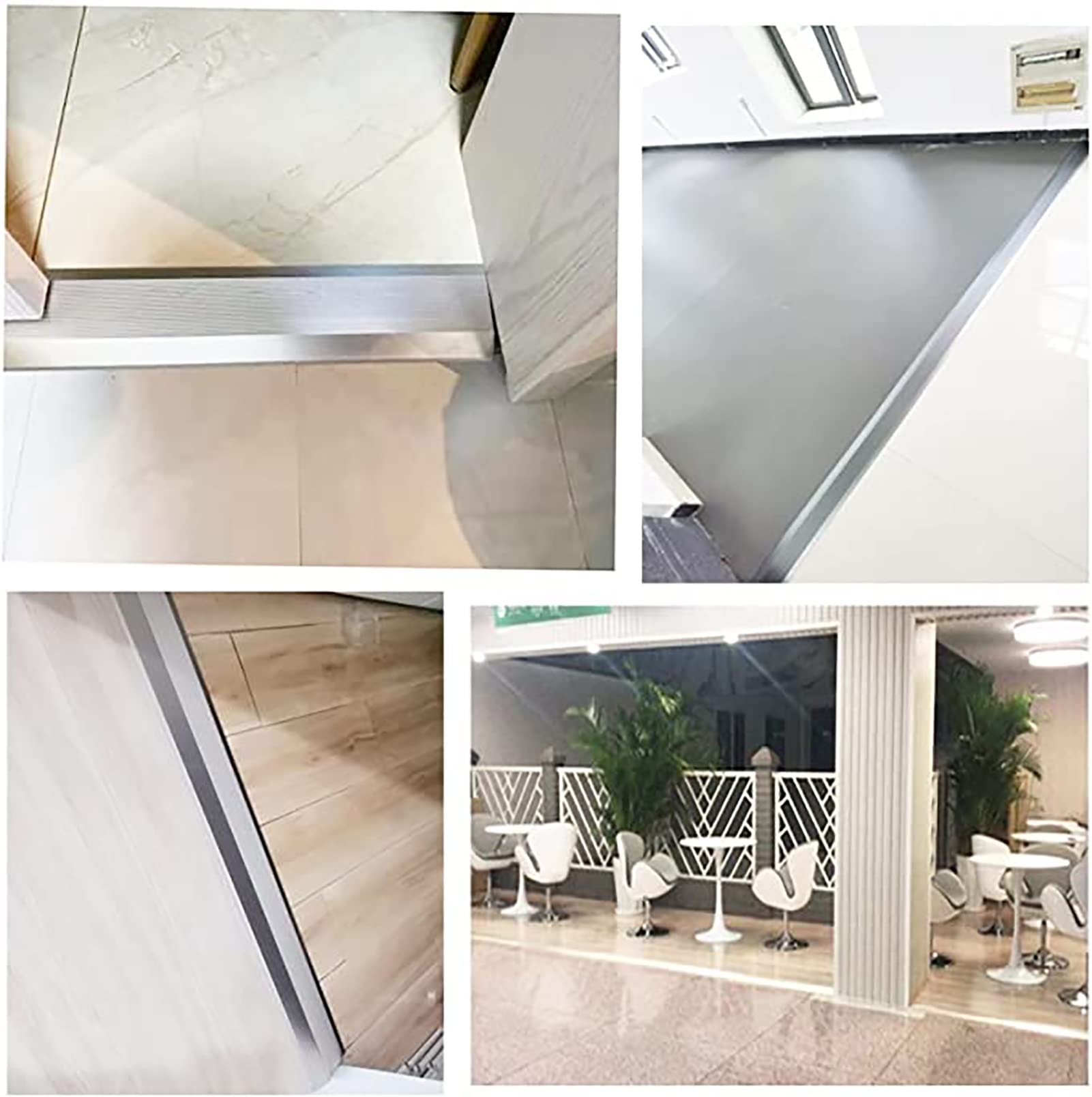Striscia di Passaggio del Pavimento Legno per Piastrellare, Metallo Antiscivolo Riduttore della Porta Soglie Rampa, Piano Bar per Pavimento in Vinile/Tappeto