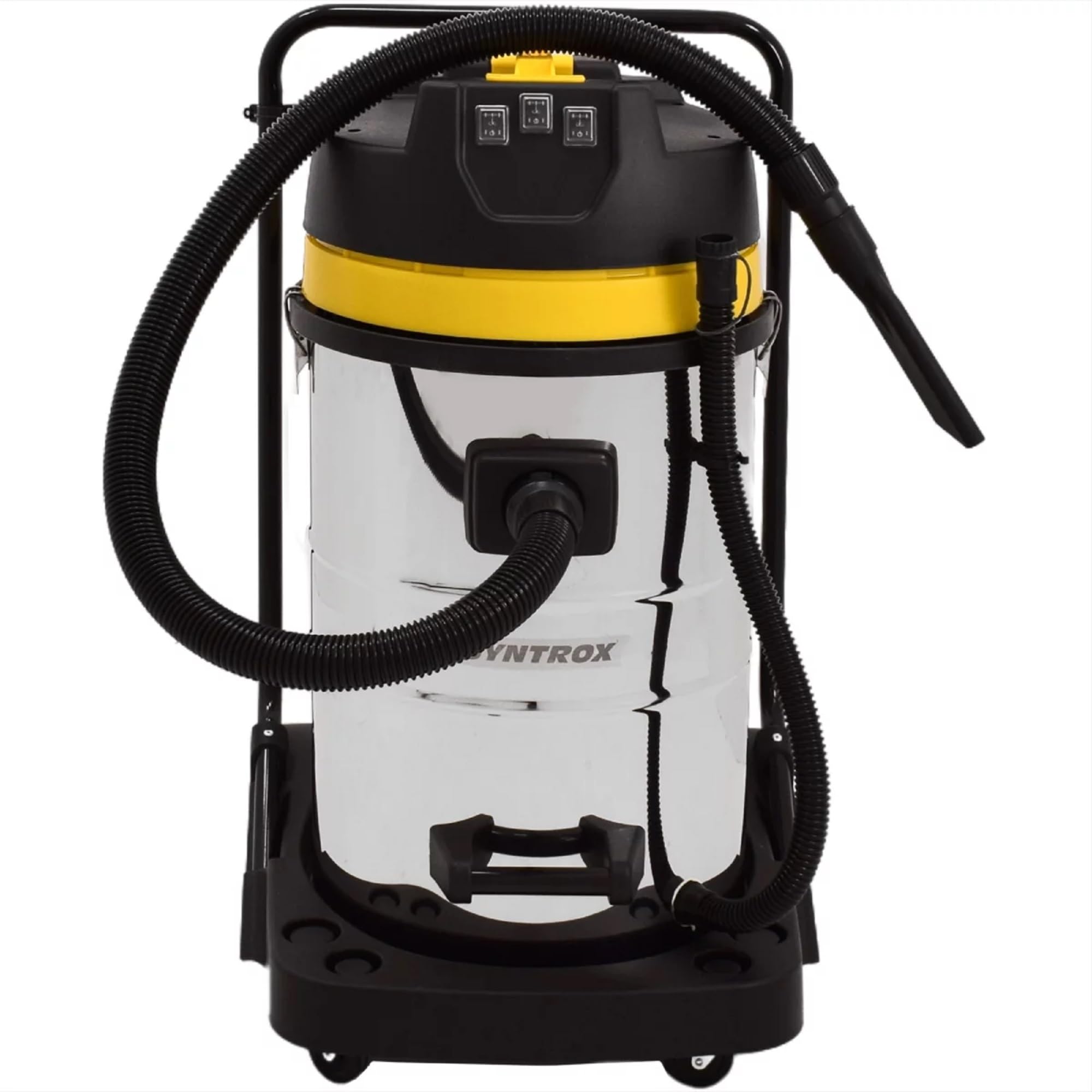 Syntrox Germany Industriesauger Samaka XL Edelstahl, 3 Saugturbinen, Großraumsauger, Leistungsstark, Industrielle Reinigungsmaschine, Edelstahl, einfache Reinigung (80 Liter)