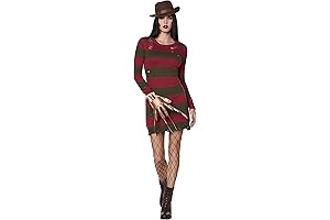 Freddy Krueger Costume Women's Officially Licensed Striped Dress Nightmare on Elm Street Sweater