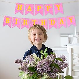 Happy Birthday Banner for Birthday Party Decorations (Star Purple)