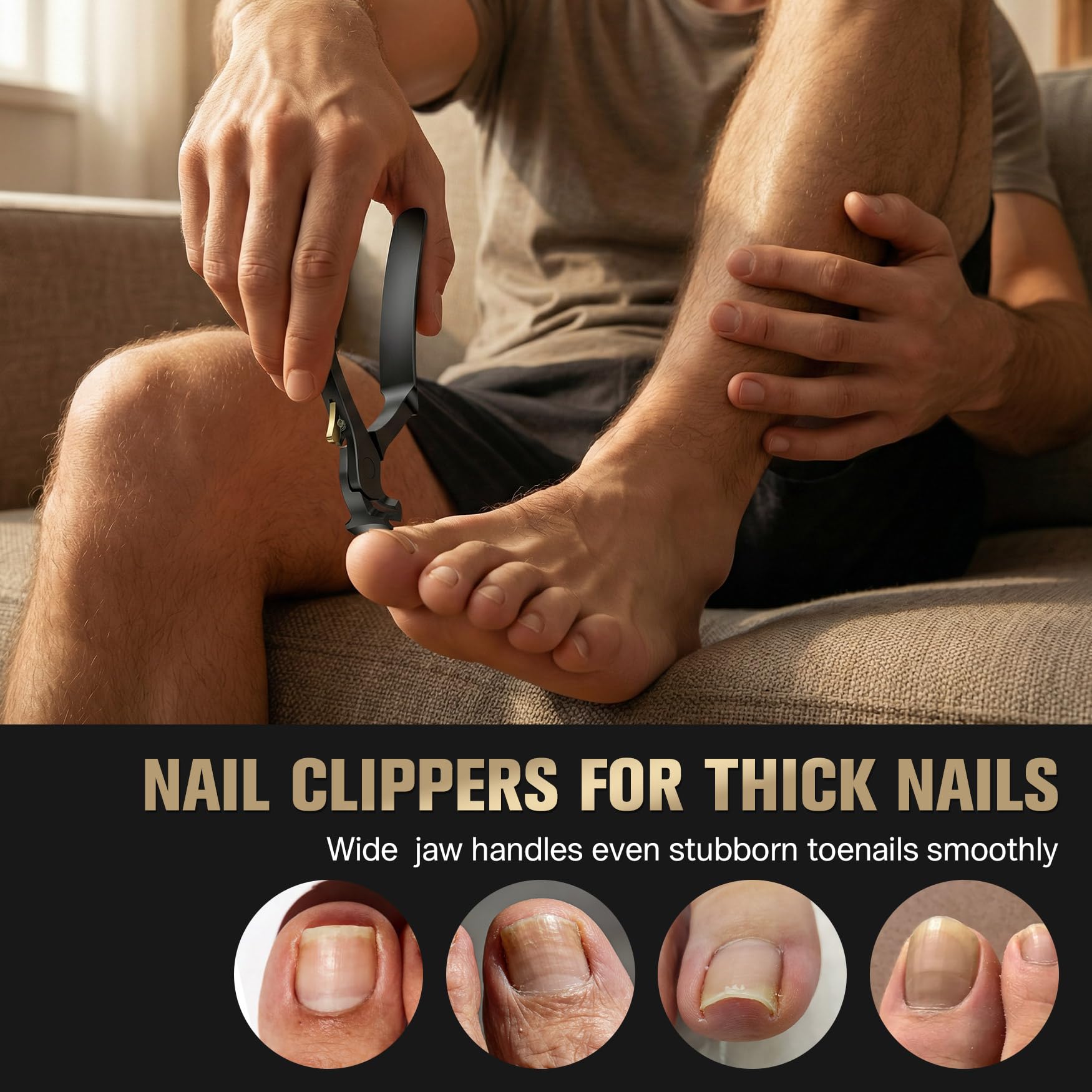 FERYES Cortaúñas para dedos de los pies para personas mayores con uñas gruesas, cortaúñas de mango largo para personas mayores, cortaúñas grandes y resistentes para uñas gruesas, cortaúñas ergonómico