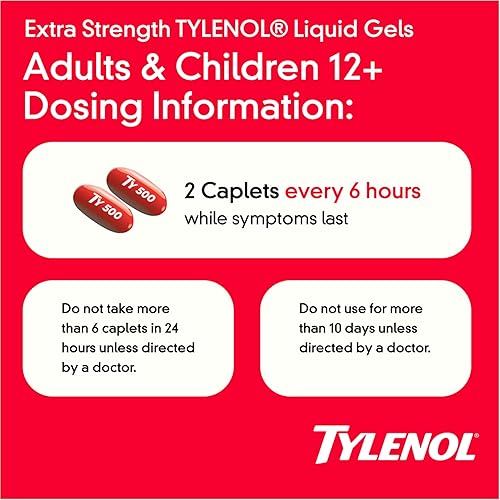 Miniatura 5 de Tylenol Extra Strength - Cápsulas de gel líquido de potencia extra, analgésicos y reductores de fiebre para adultos con 500 mg de acetaminofén,