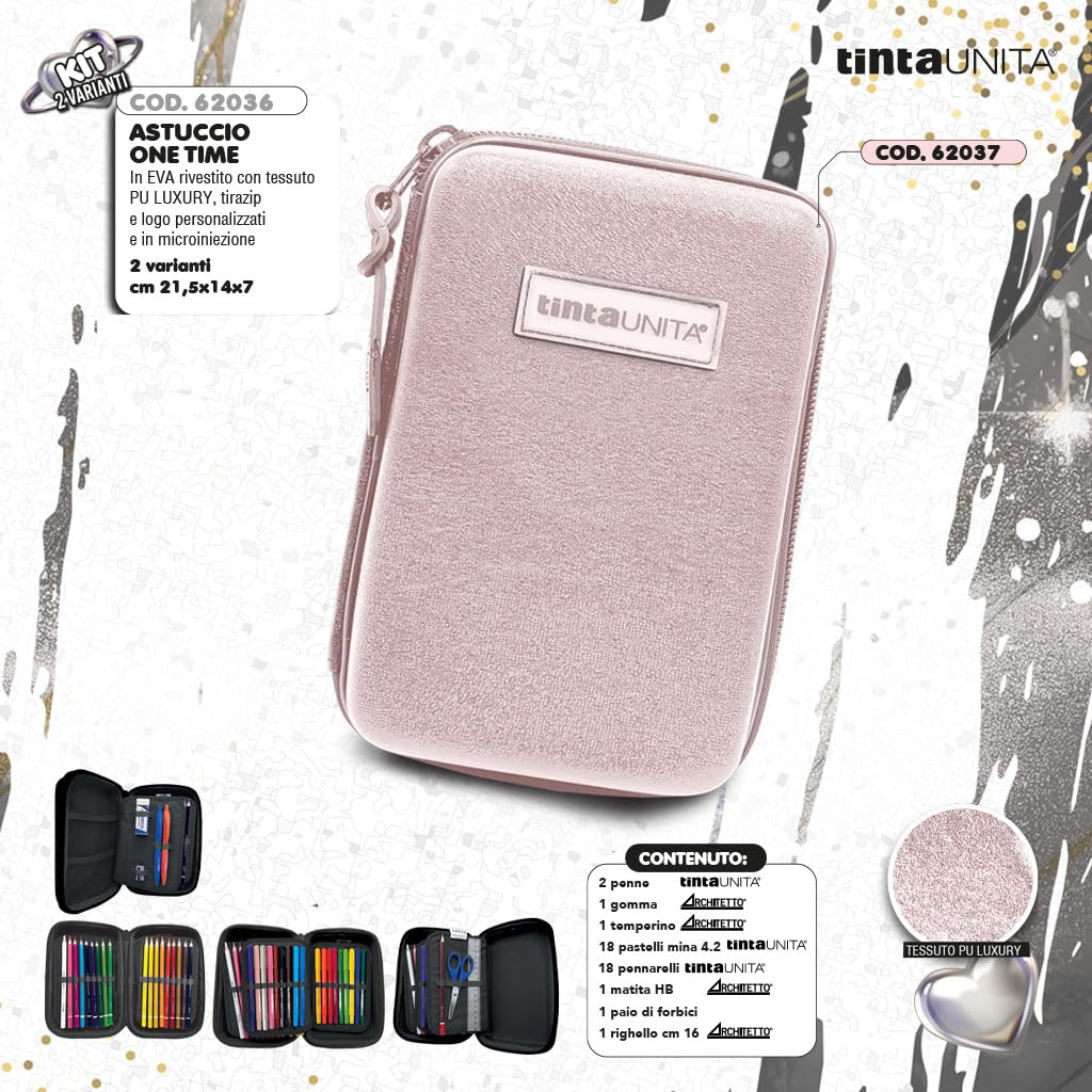 Generico TINTA UNITA ASTUCCIO ONE TIME Completo a 3 scomparti 1 zip LUXURY FANTASIA 2025