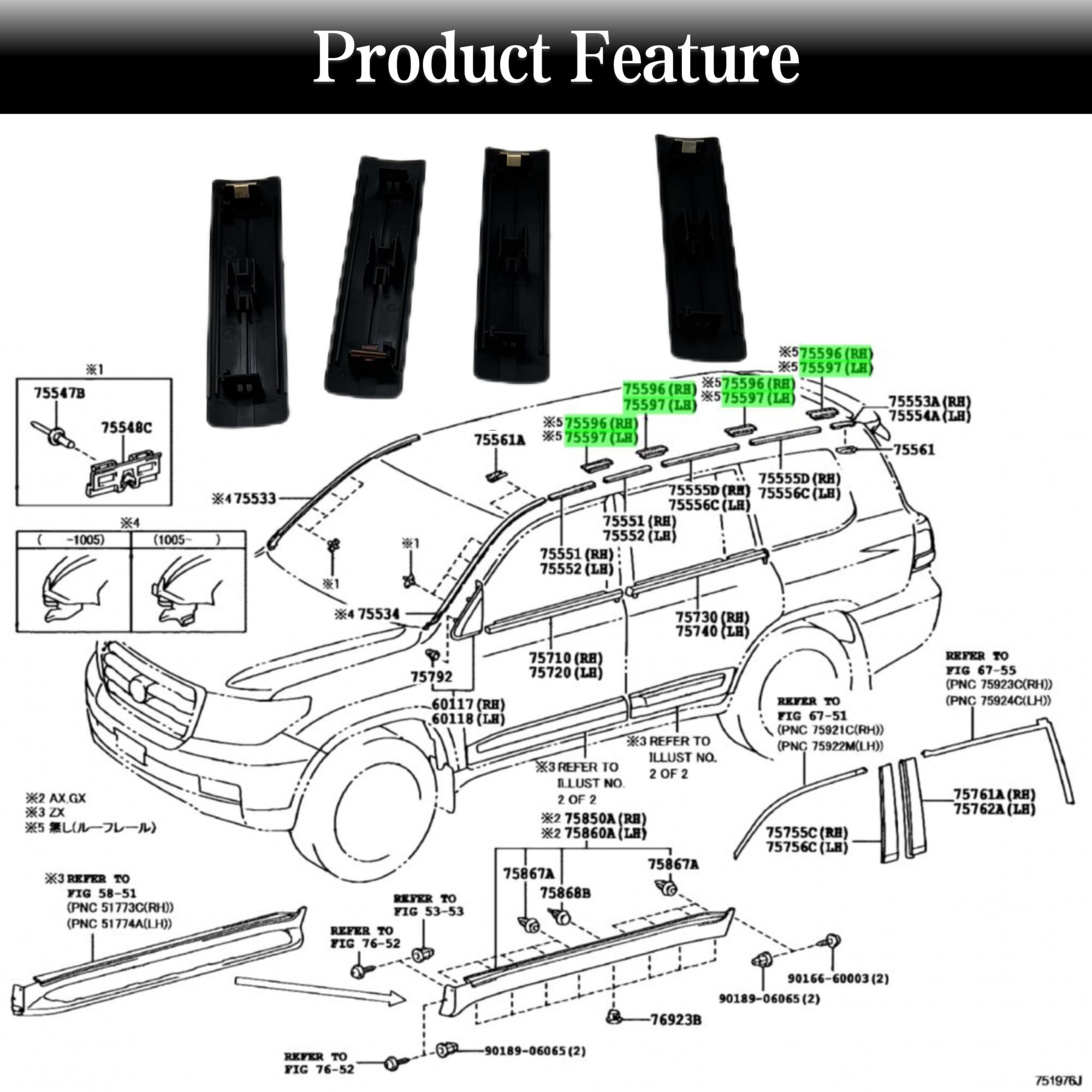 Amazon.com: PMFCA Roof Rack Removal Delete KIT for Toyota 4Runner