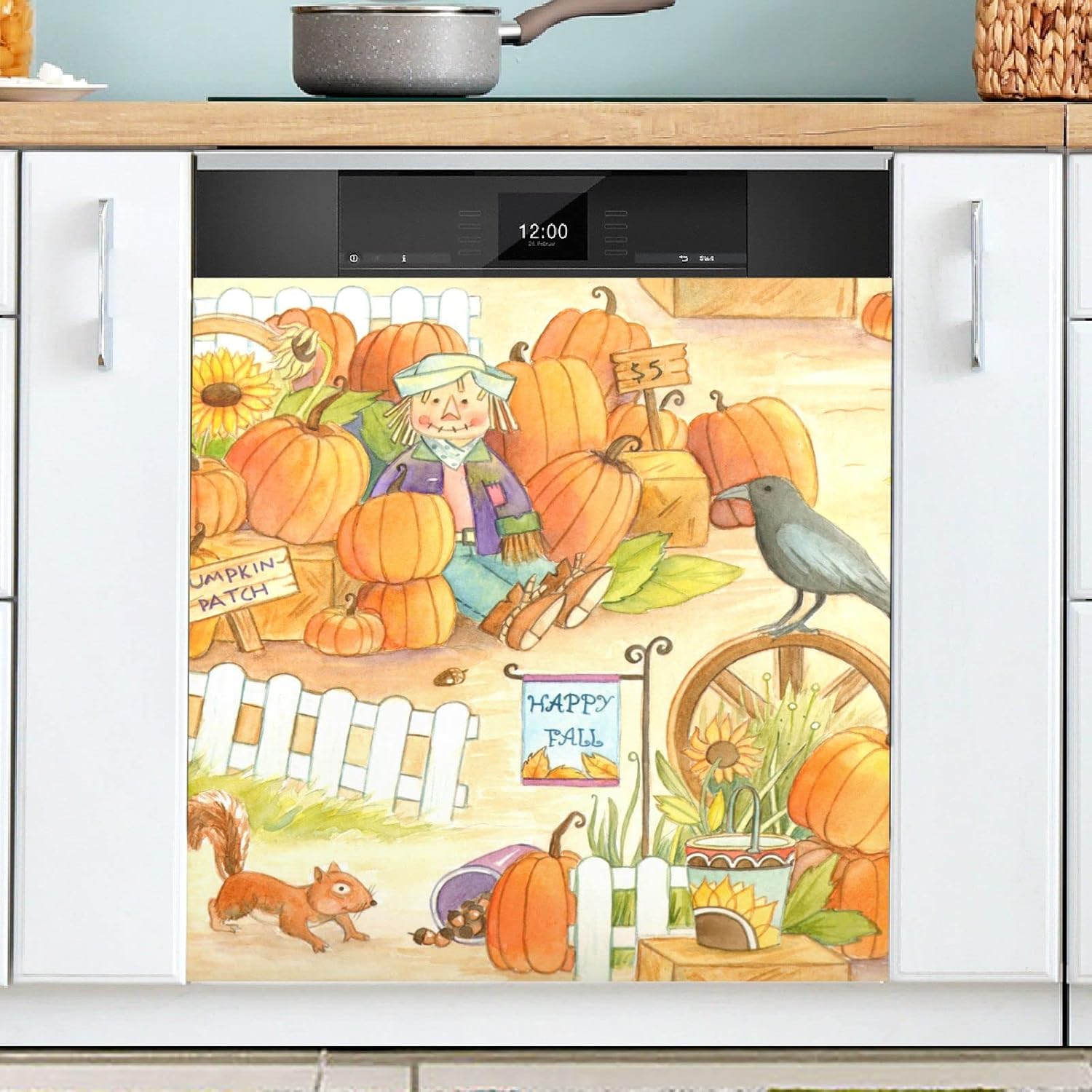 Pumpkins And Sunflowers Magnetic Dishwasher Cover Magnet Refrigerator Dishwasher Sticker Home Decorative Art Kitchen Panel Decal 23x26 Inch - View #4