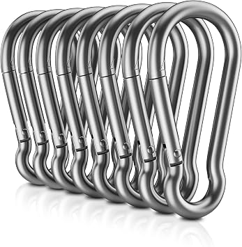 8 PCS Heavy Duty Carabiner Clips, NO Rust 1360lbs 304 Stainless Steel Carabiners, 2.36 inch D-Ring Snap Hook Keychain Spring Clips for Gym, Pet leashes, Camping, Car, Farm