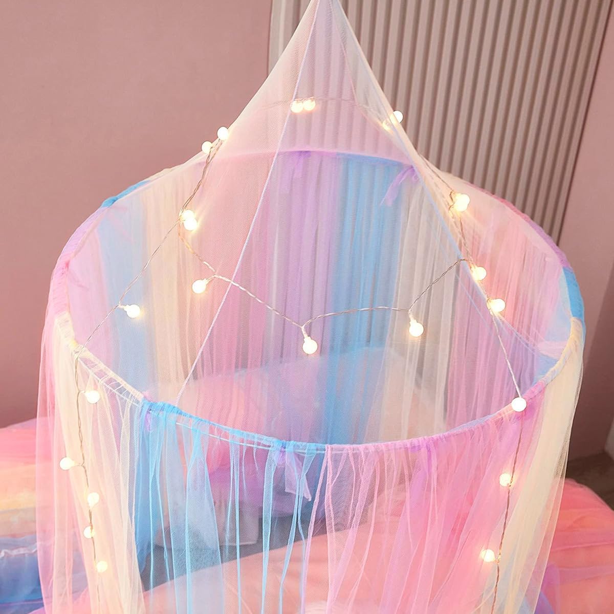Namvo Moskitonetz fürs Bett, Moskitonetz für Doppelbett, Einzelbett, Bunte Sterne, leuchtender Baldachin, hängendes Moskitonetz für Reisen, Dekoration und Zuhause