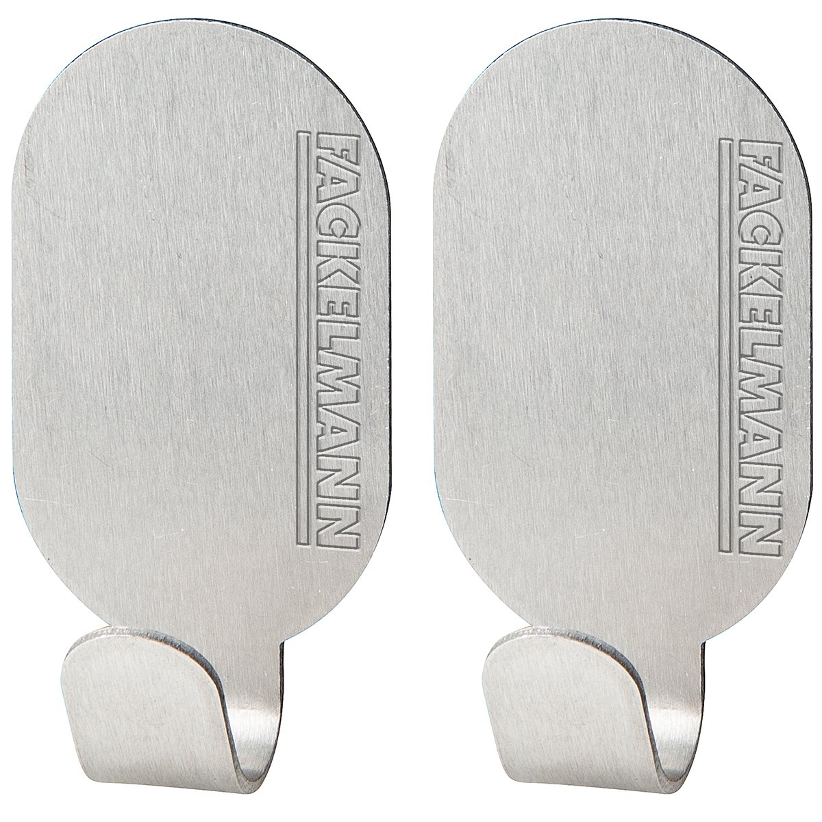 Fackelmann Adhesive Hooks Set oval 1x2in 2 Pieces of Stainless Steel, Silver