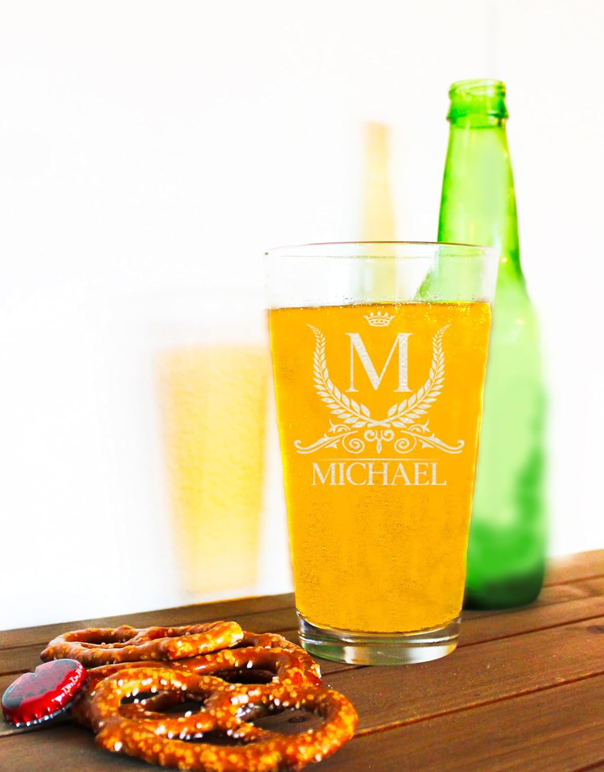 Personalized 16oz Beer Glass, Engraved Monogram Pint Glass, Birthday, Chrismas Gifts for Him, Groomsmen Gift Idea, Groomsman Beer Mug, Best Man Gift - Image 6