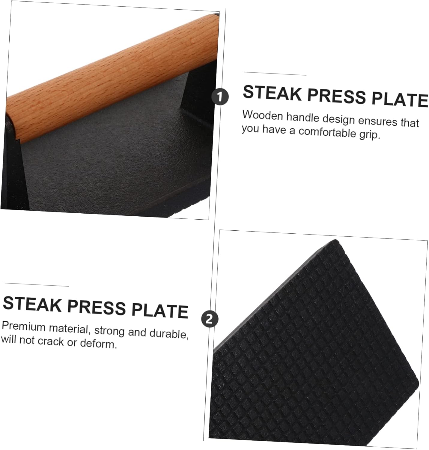 1pc Hand-held Grill Press Cast BBQ Plate Handle for Efficient Cooking and Flavor Enhancement for Steaks