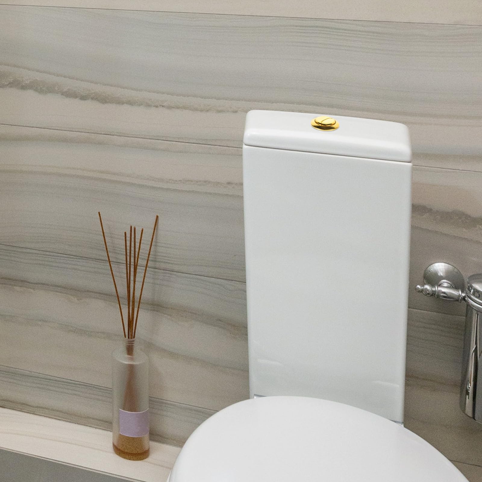 Botón de Doble Descarga para Cisterna de Inodoro, Plástico Dorado | Accesorio de Reemplazo Pulsador Doble, Pieza de Baño para Tapa de Tanque, Diseño