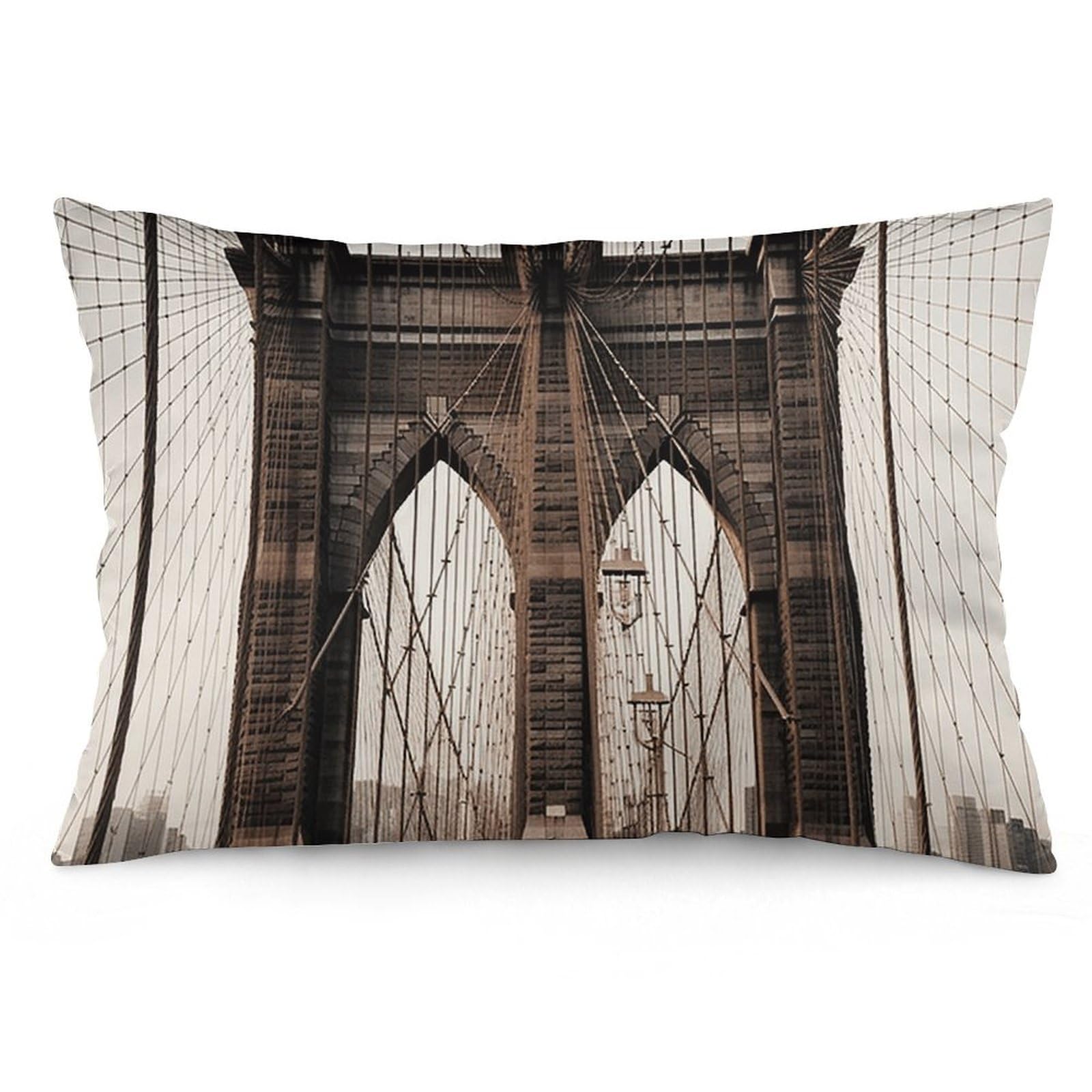 2 Pack Pillow Cases for Hair and Skin, Soft Breathable Pillow Case Covers with Hidden Zipper, Photo of Brooklyn Bridge Pillowcase 12 "x20 Pillow Covers for Sleeping Gift