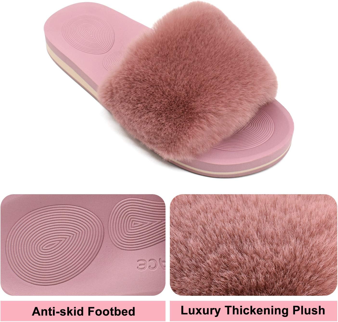 COFACE Womens Slippers with Arch Support Comfy Open Toe Fuzzy Woman House Shoes Plantar Fasciitis Orthotic Ladies Slippers Indoor - Image 4