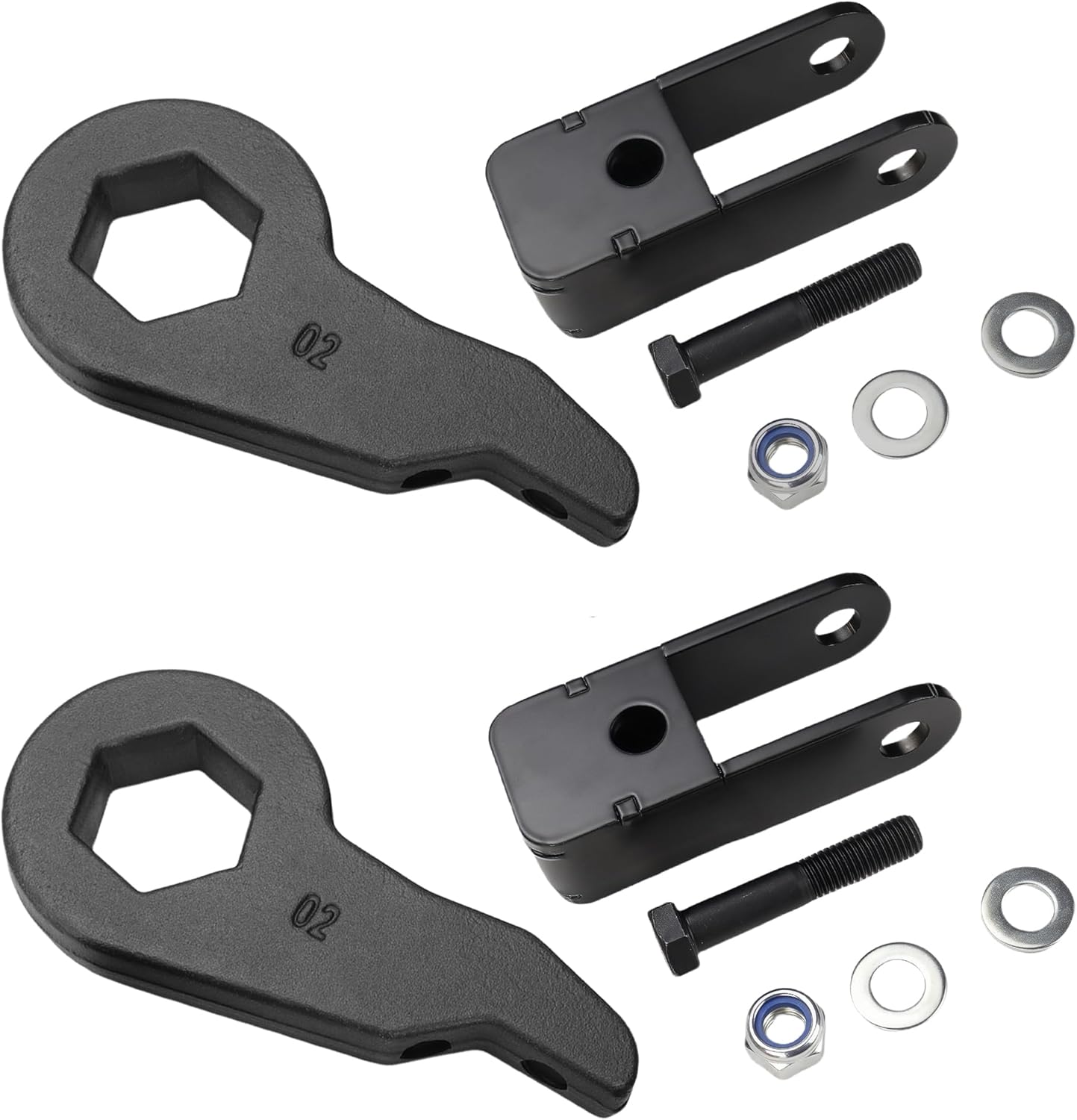 1-3 Inch Leveling Lift Kit Torsion Bar Keys with Shock Extenders Brackets Compatible with Chevrolet Chevy Silverado 1500 GMC Sierra Tahoe Cadillac Escalade 1999 2000 2001 2002 2003 2004 2005 2006 2007
