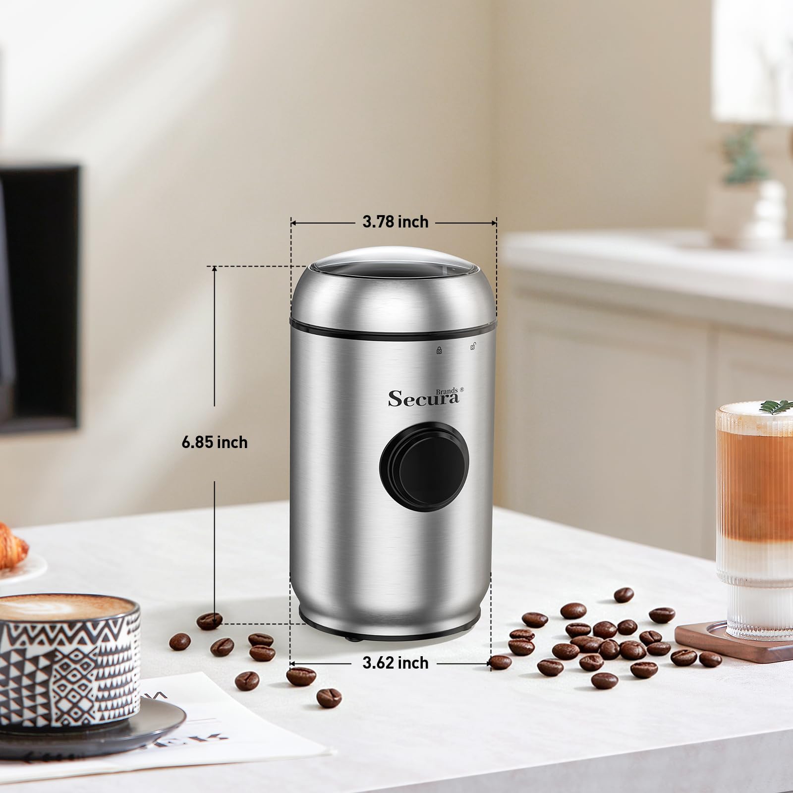 Quiet Electric Coffee Grinder - Stainless Steel -7