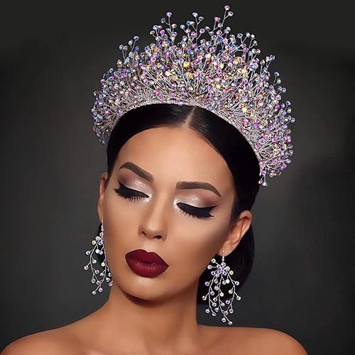 Miniatura 9 de Diadema de boda para novia, corona de tiara de cristal, tiaras y coronas de reina, coronas de novia de boda para fiesta de cumpleaños, boda,