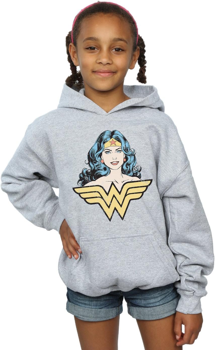DC Comics Girls Wonder Woman Gaze Hoodie 7-8 Years Sport Grey