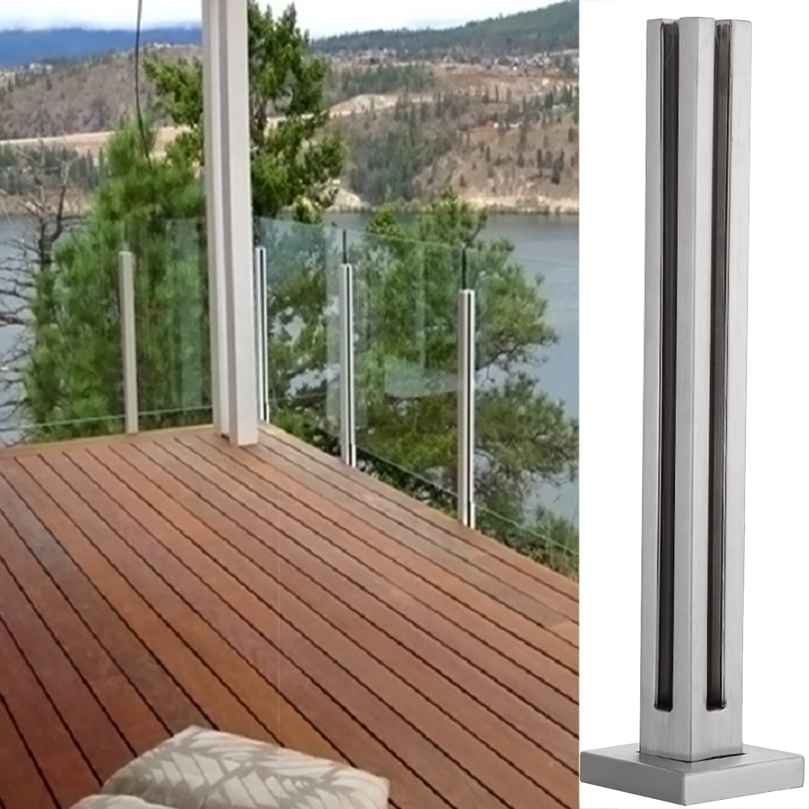 Pince de clôture inox pour balustrade 12mm 66mm poteau balcon extérieur 65cm