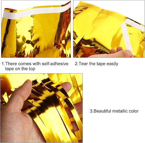 Miniatura 2 de WILLBOND Paquete de 4 guirnaldas de flecos de papel de aluminio de 10 pies, guirnalda de flecos de oropel de papel de aluminio metálico para colgar