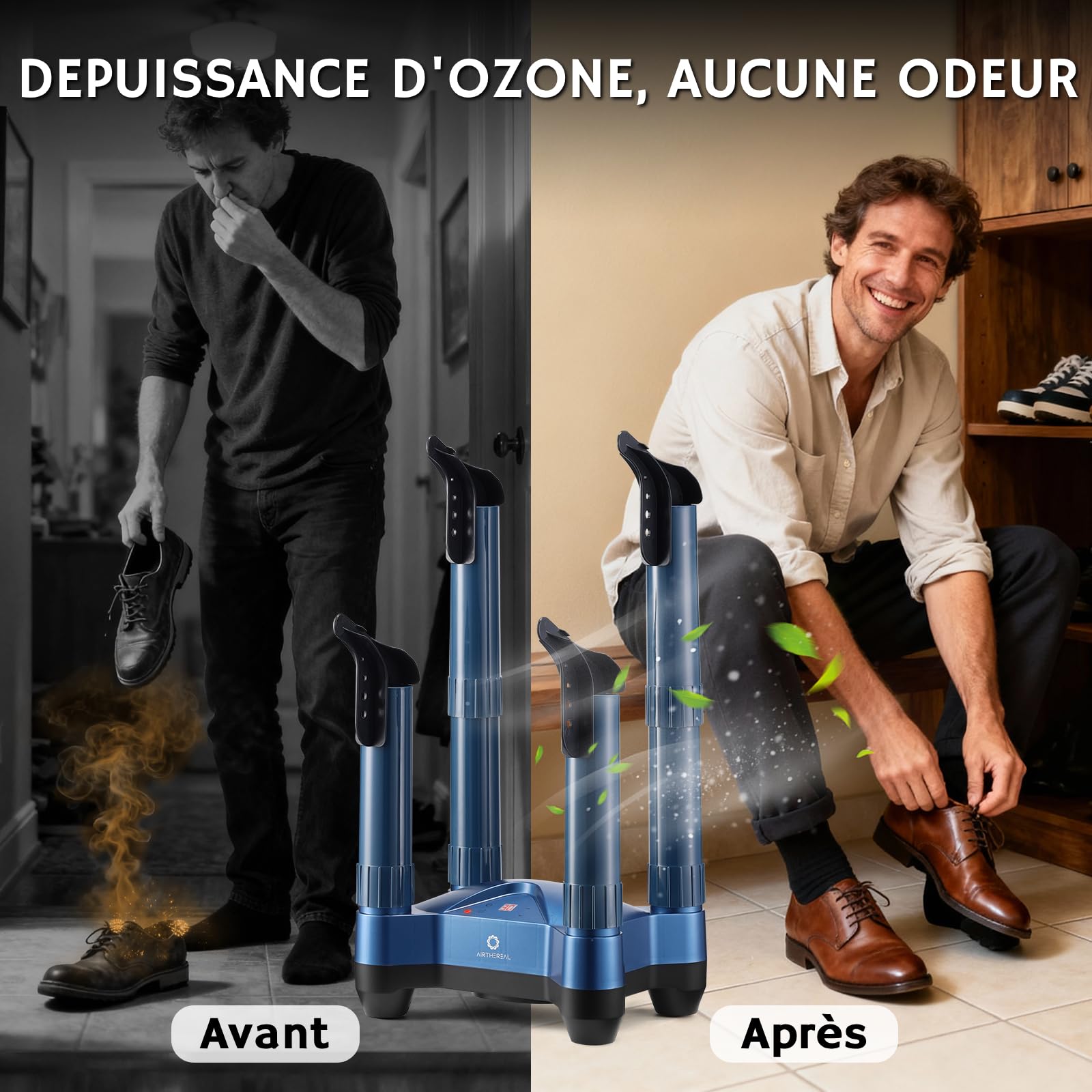 AIRTHEREAL SD20 Sèche-bottes électrique avec souffleur de chaleur, séchage rapide et minuterie réglable, convient pour bottes de travail, bottes de ski, baskets, gants et cuir